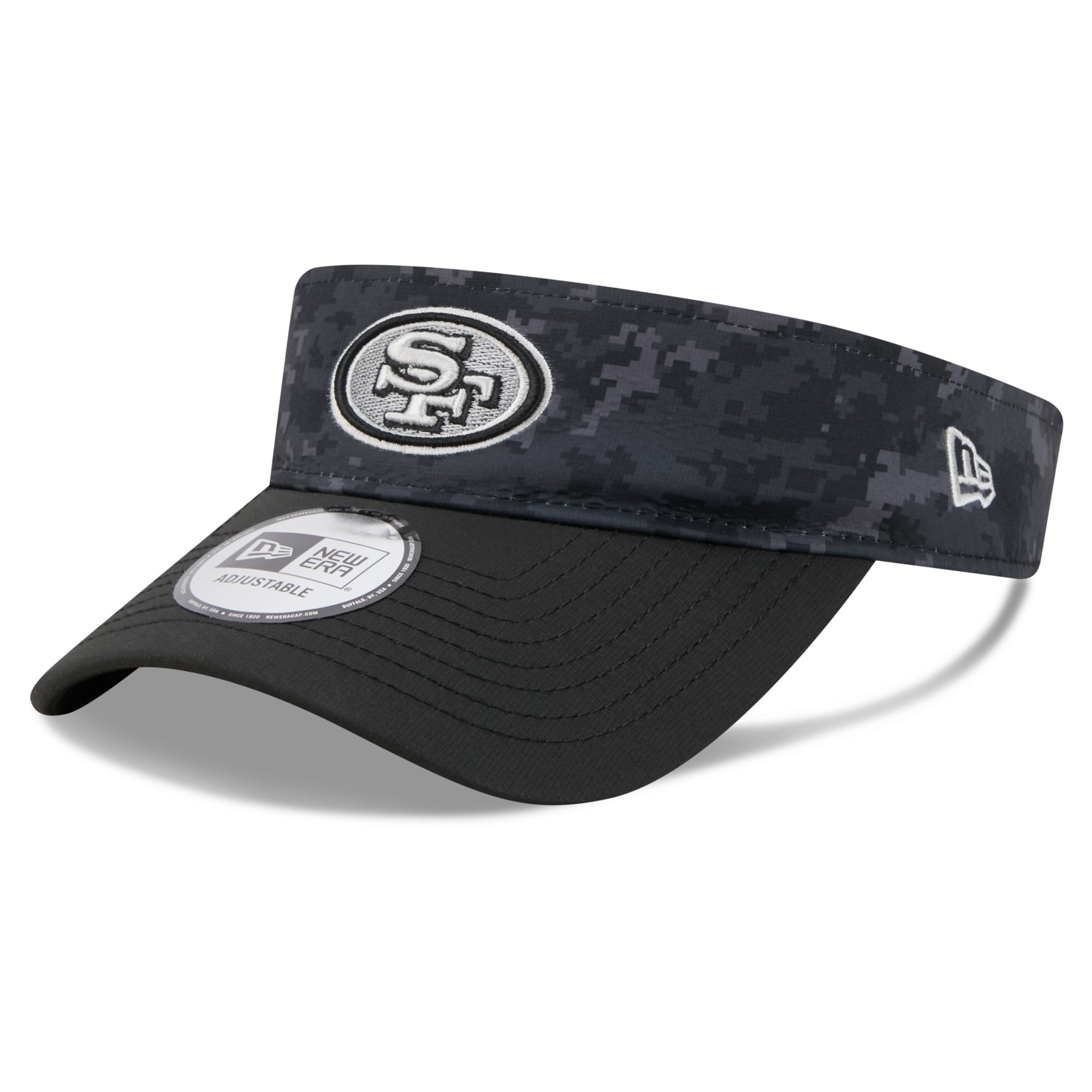 Casquette New Era noire pour homme, modèle San Francisco 49ers 2026 Salute To Service, visière ajustable