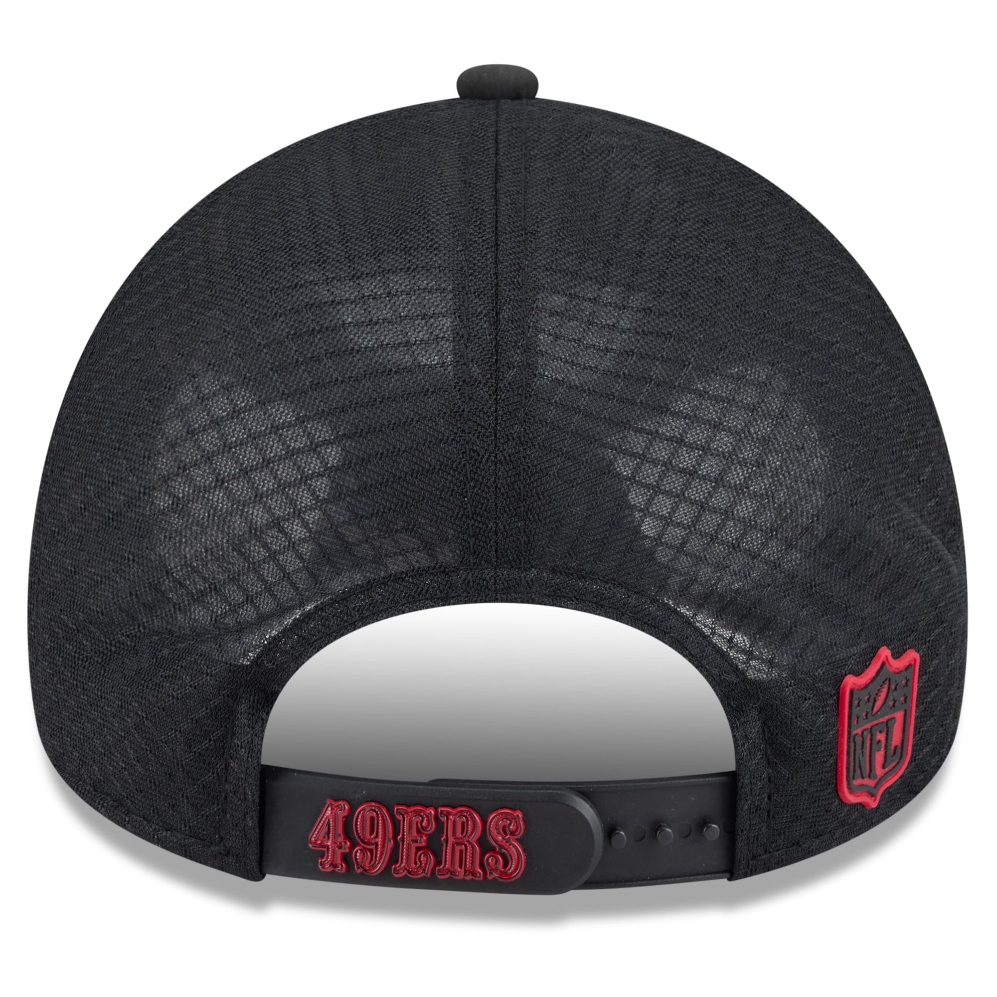 Men's New Era Black San Francisco 49ers 2026 Sideline Apex 9FORTY Adjustable Trucker Hat