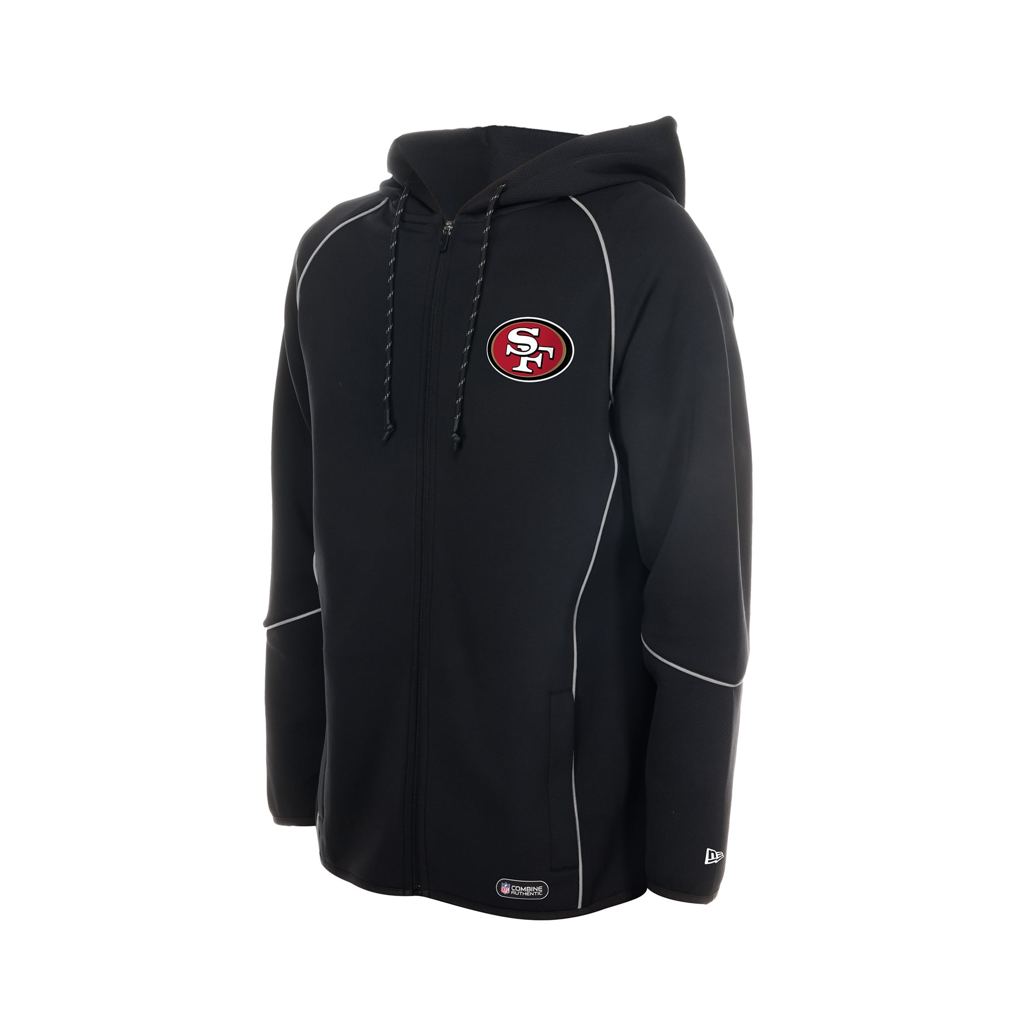 Men's New Era Black San Francisco 49ers Combine Authentic Raglan Full-Zip Hoodie