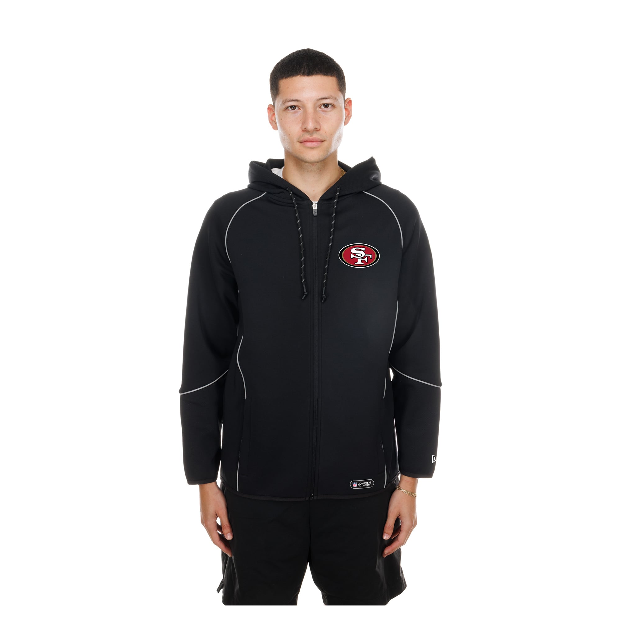 Men's New Era Black San Francisco 49ers Combine Authentic Raglan Full-Zip Hoodie