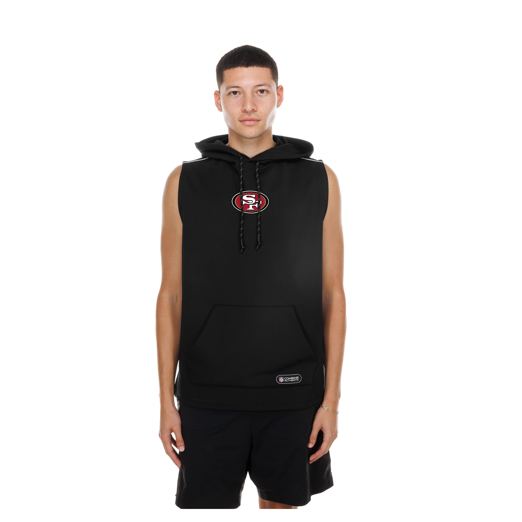 Men's New Era  Black San Francisco 49ers Combine Authentic Sleeveless Hoodie