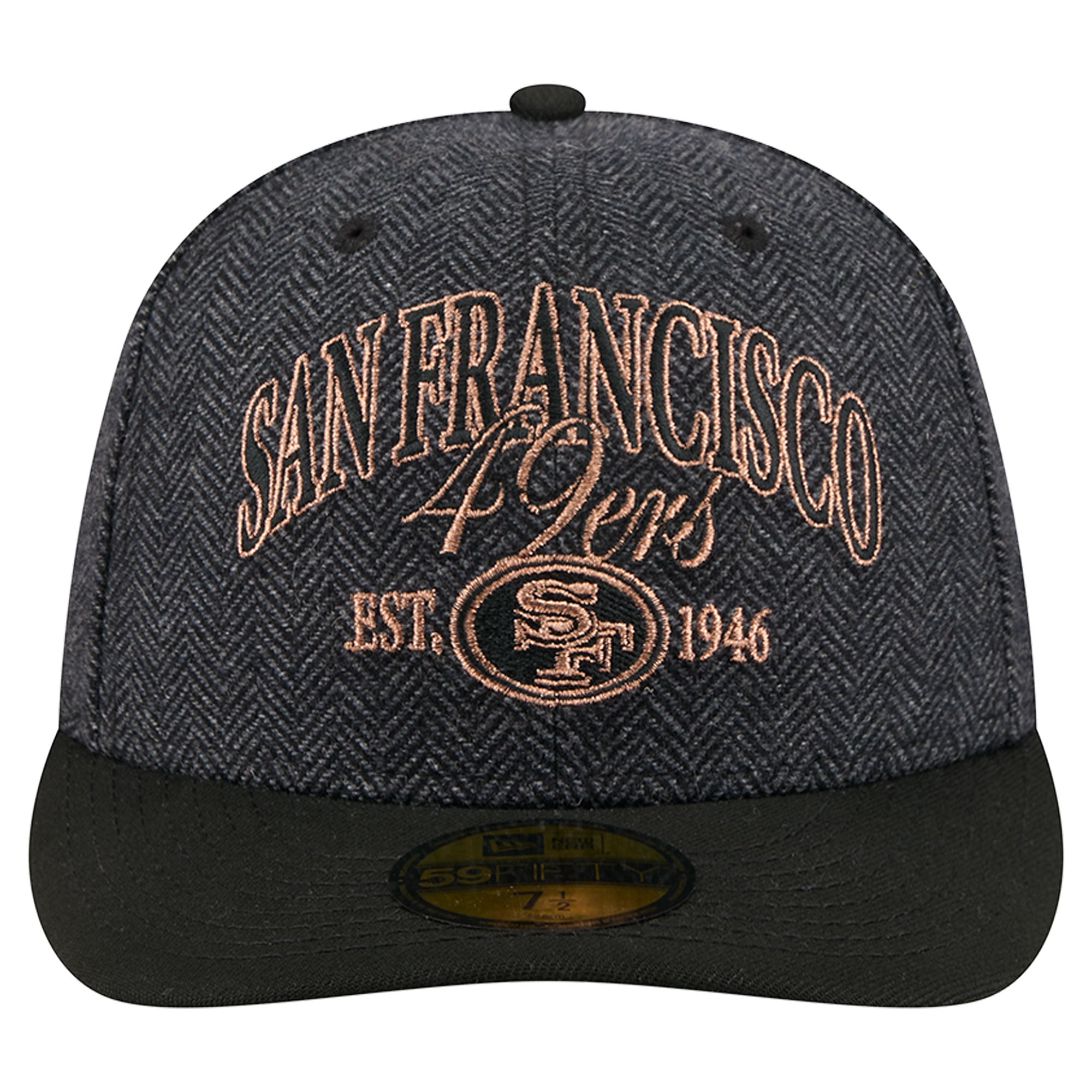 Casquette ajustée New Era 59FIFTY noire pour homme, San Francisco 49ers, en fausse laine.