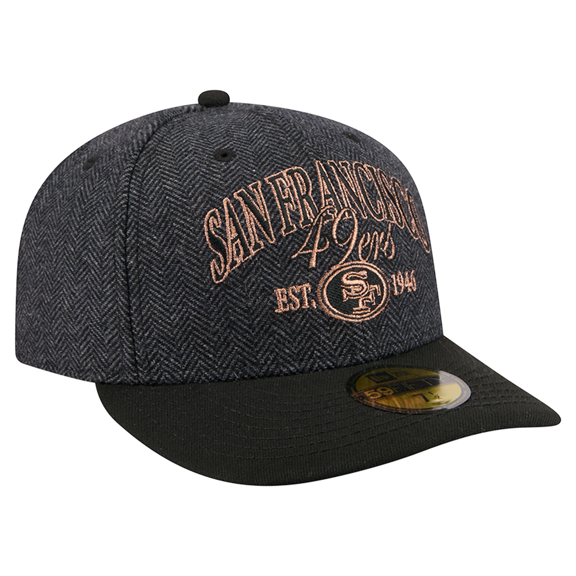 Casquette ajustée New Era 59FIFTY noire pour homme, San Francisco 49ers, en fausse laine.