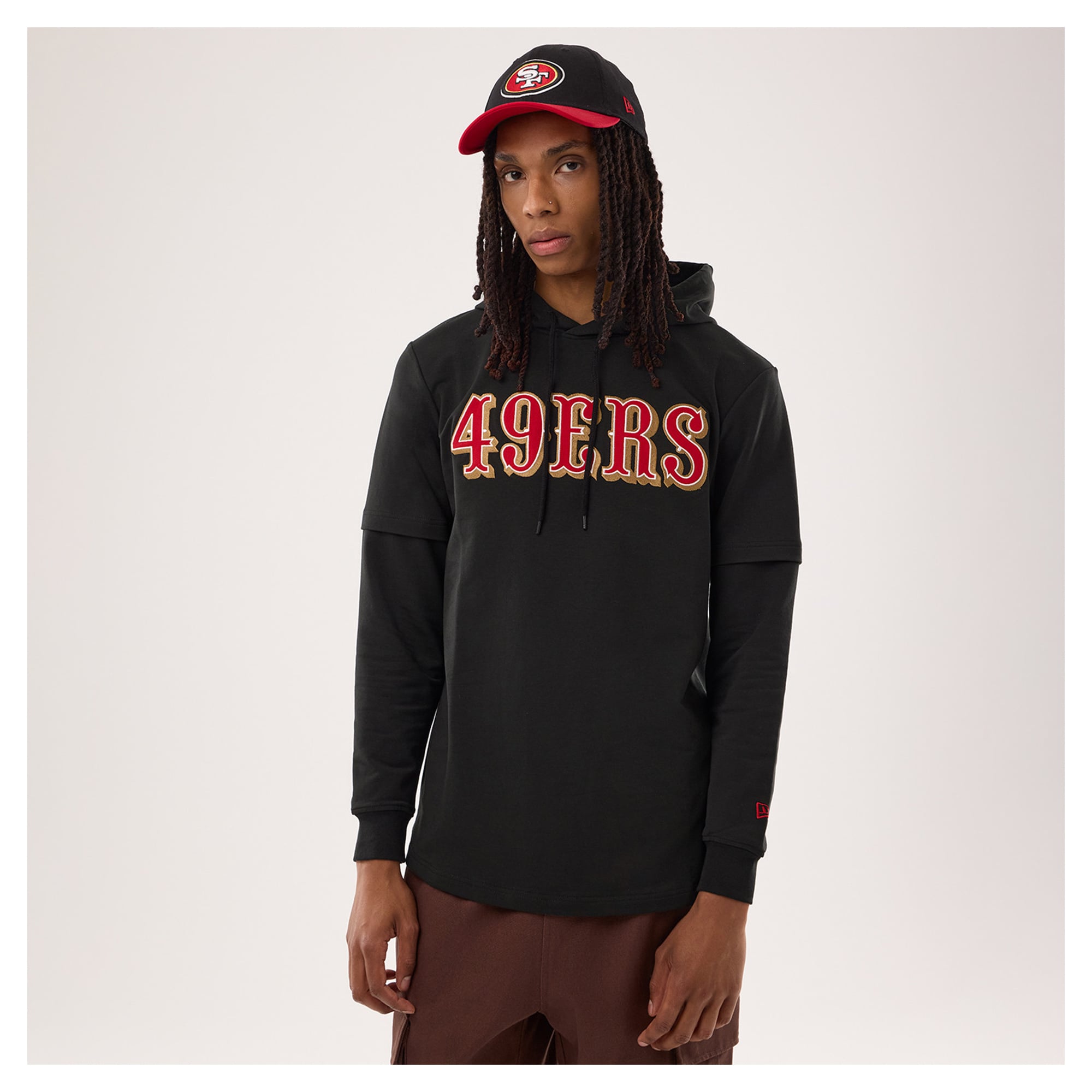 Men's New Era Black San Francisco 49ers Functional Fandom Twofer Hoodie