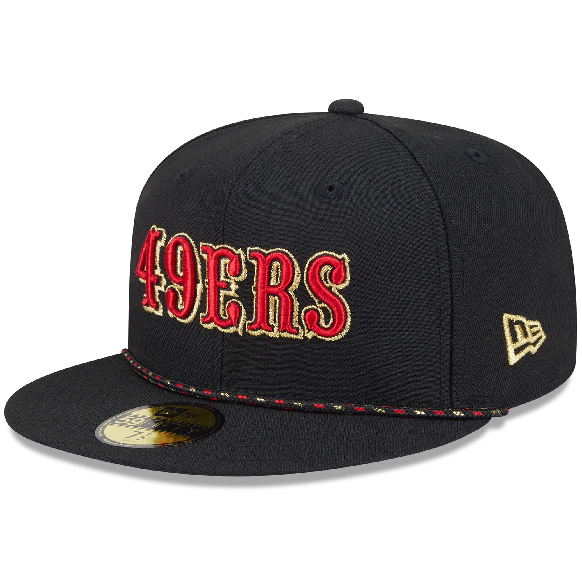 Men's New Era Black San Francisco 49ers Rivalries Collection Sideline Rope 59FIFTY Fitted Hat