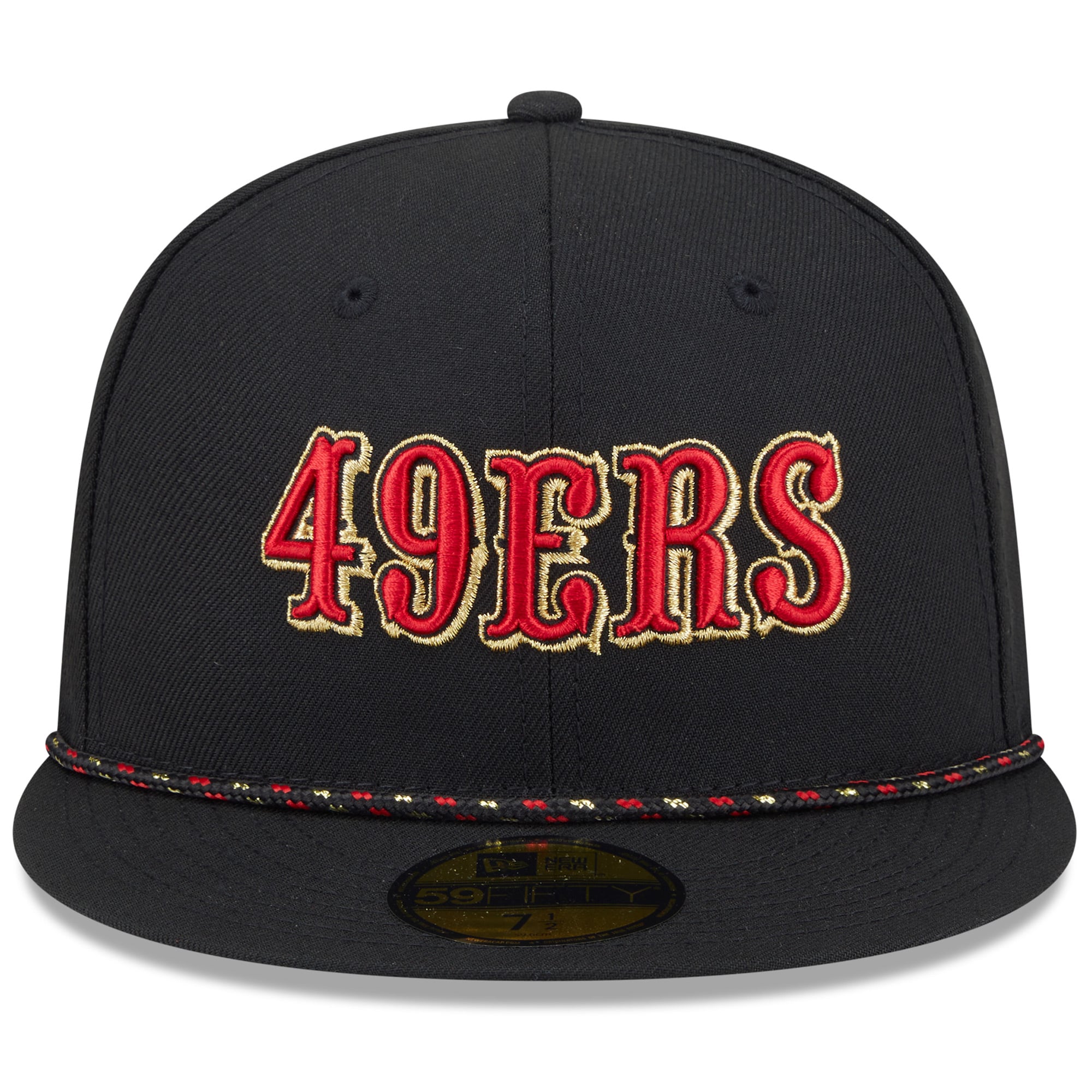 Men's New Era Black San Francisco 49ers Rivalries Collection Sideline Rope 59FIFTY Fitted Hat