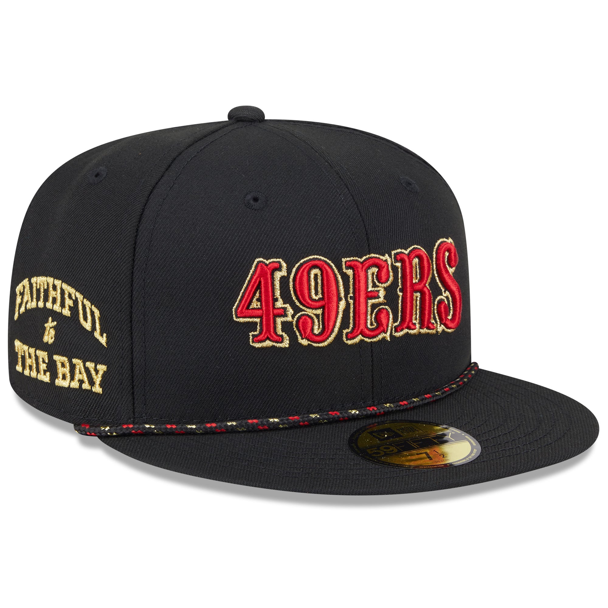 Men's New Era Black San Francisco 49ers Rivalries Collection Sideline Rope 59FIFTY Fitted Hat