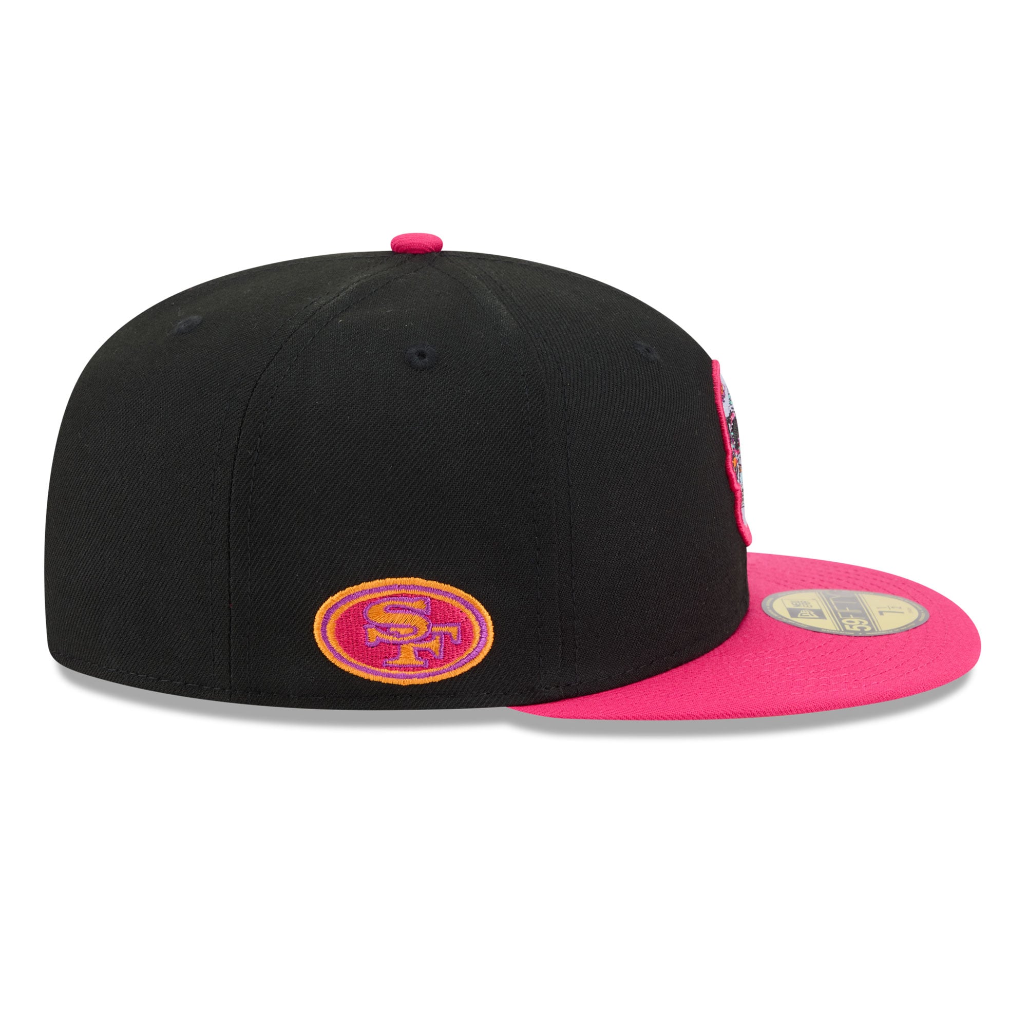 Casquette ajustée New Era 59FIFTY noire et rose pour homme, San Francisco 49ers, édition spéciale Jour des Morts