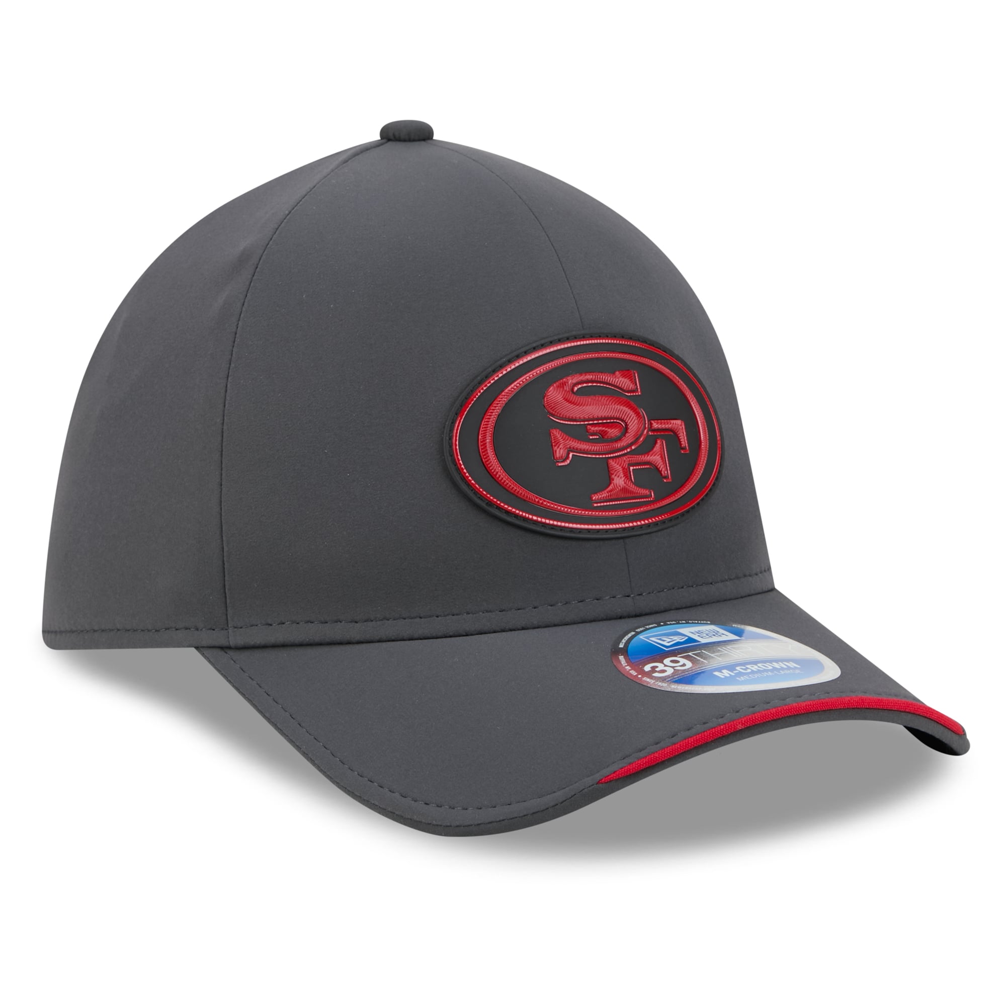 Casquette New Era 39THIRTY M-Crown Stretch pour homme, couleur anthracite, San Francisco 49ers, collection 2026, idéale les temps froids.