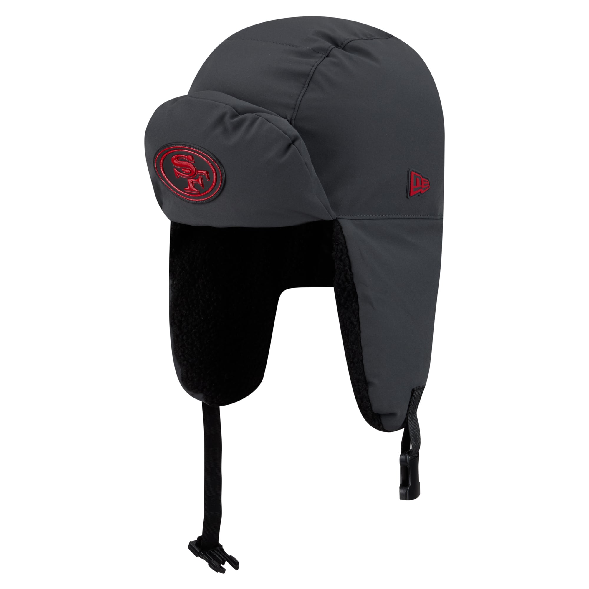 Casquette trappeur New Era anthracite pour homme, San Francisco 49ers, édition limitée 2026, idéale pour les temps froids.