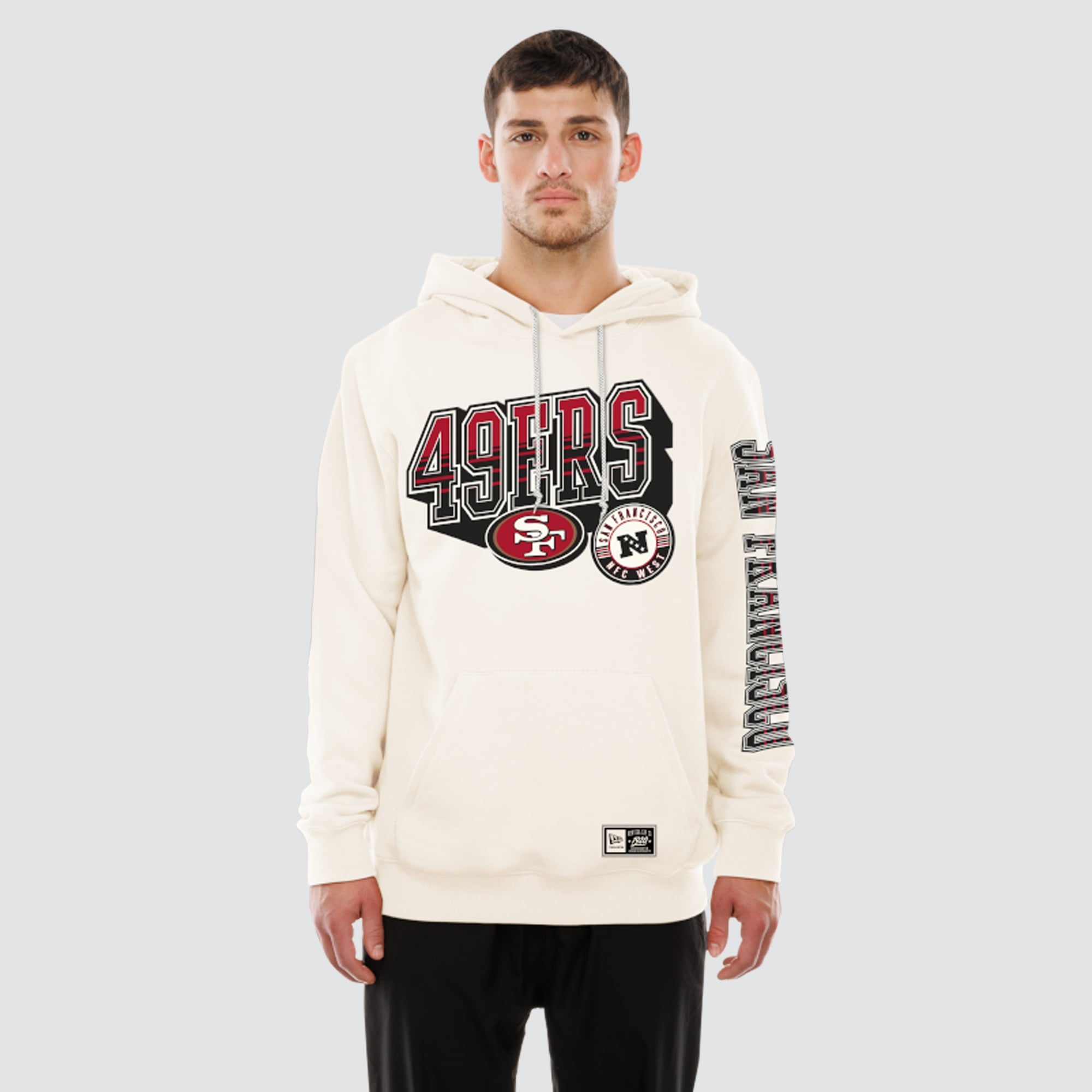 Sweat à capuche New Era crème pour homme, San Francisco 49ers, couleur Dune Dust