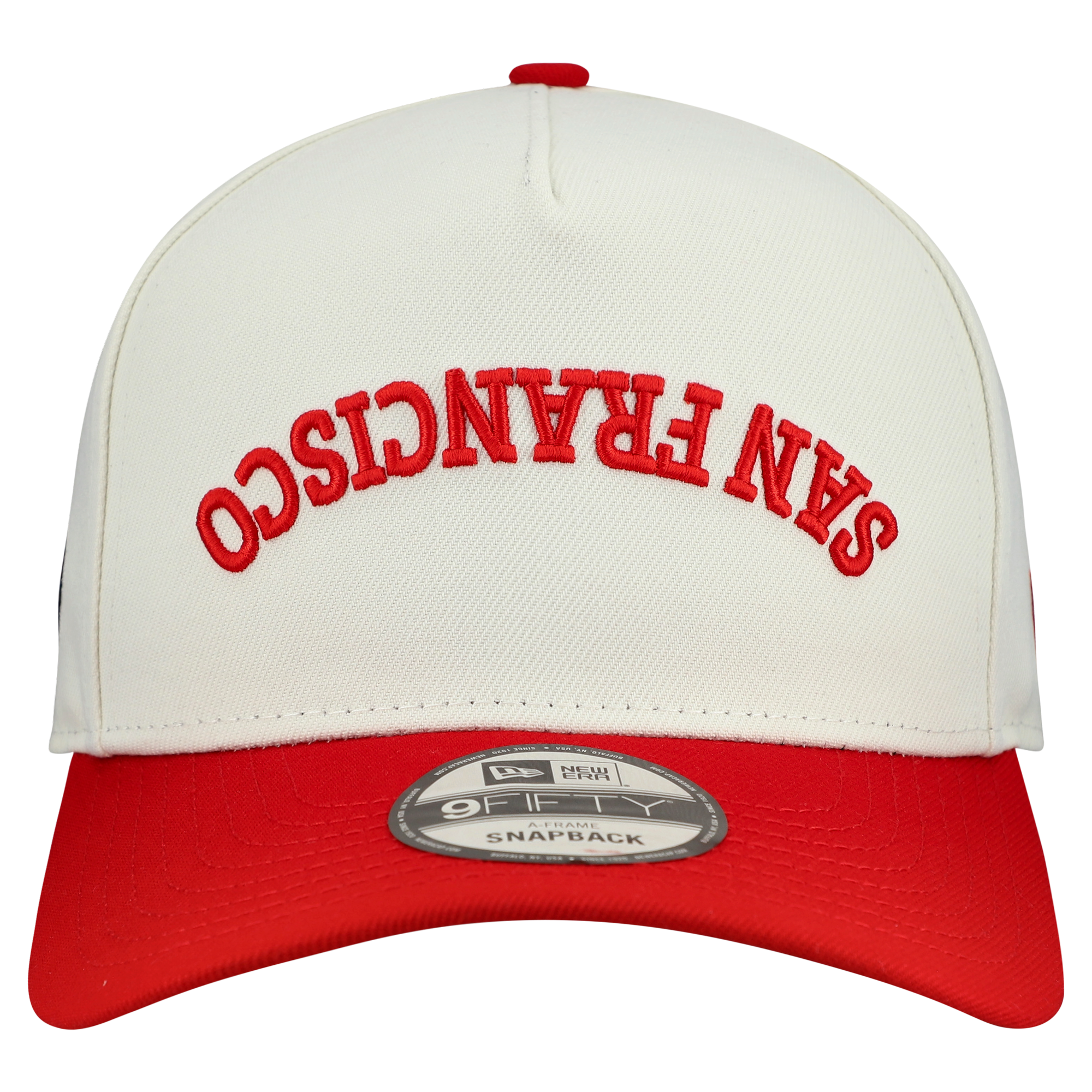 Men's New Era Cream San Francisco 49ers Upside Down 9FIFTY A-Frame Snapback Hat