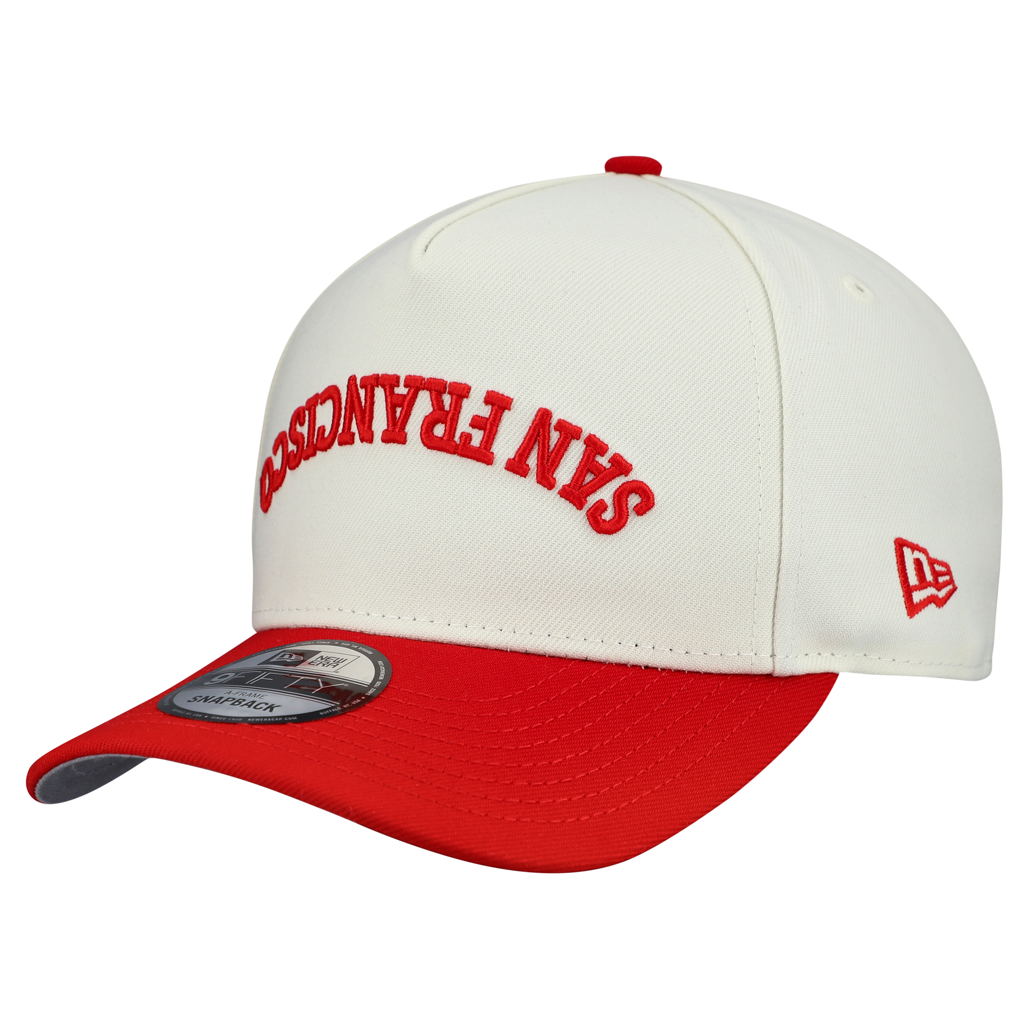 Men's New Era Cream San Francisco 49ers Upside Down 9FIFTY A-Frame Snapback Hat