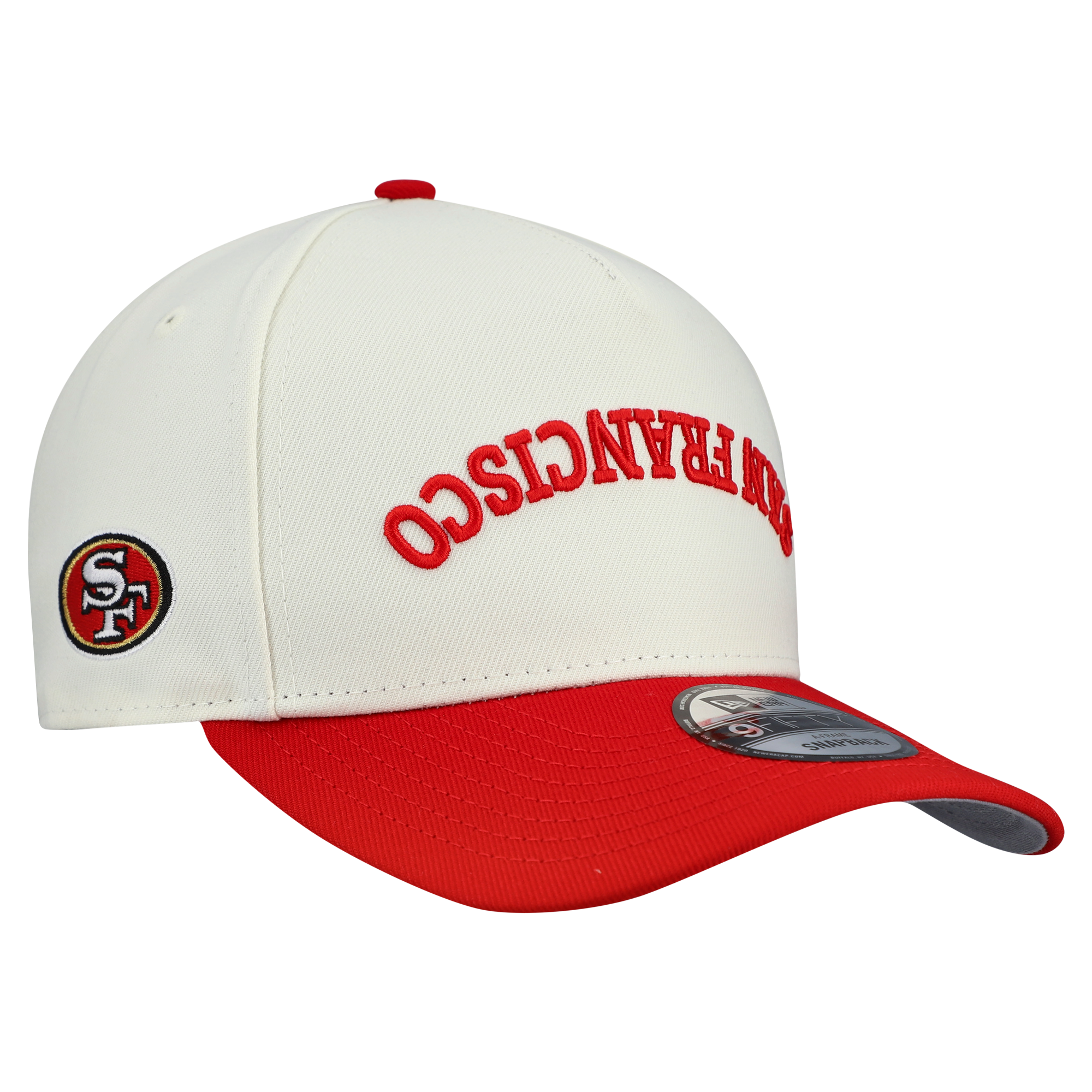 Men's New Era Cream San Francisco 49ers Upside Down 9FIFTY A-Frame Snapback Hat