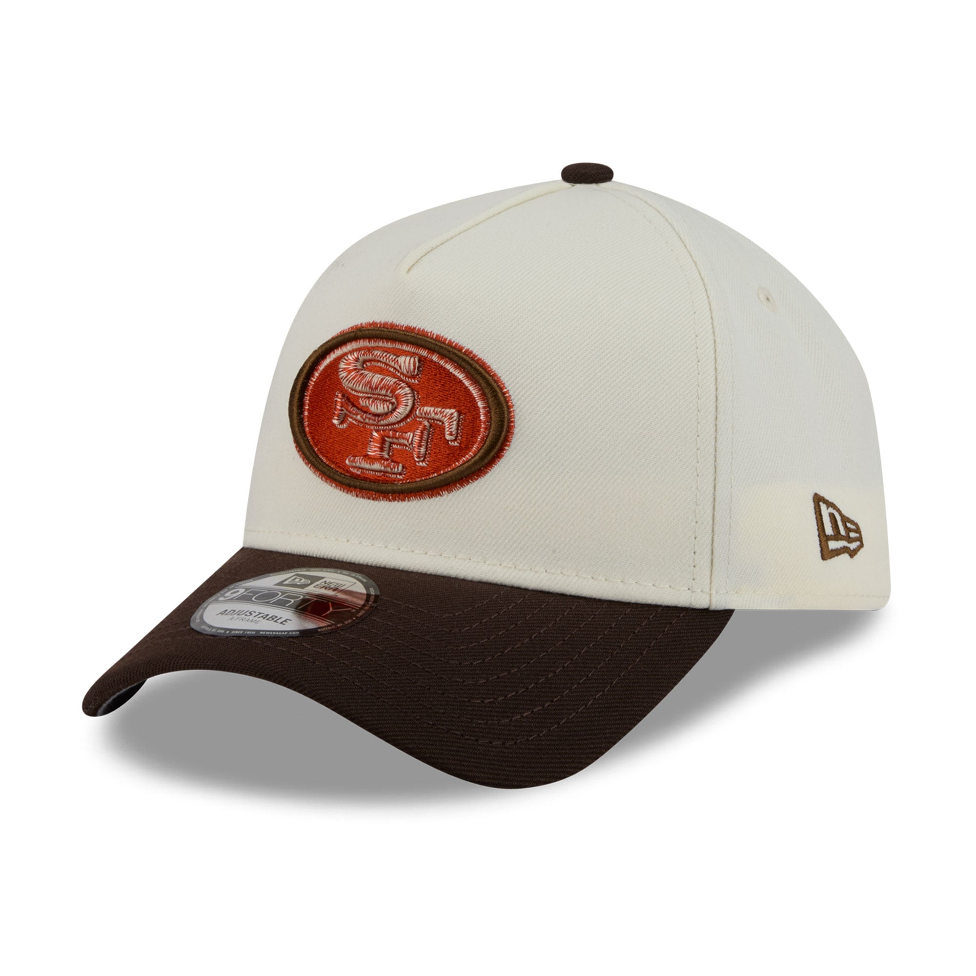 Men's New Era Cream/Brown San Francisco 49ers Pumpkin Spice A-Frame 9FORTY Adjustable Hat