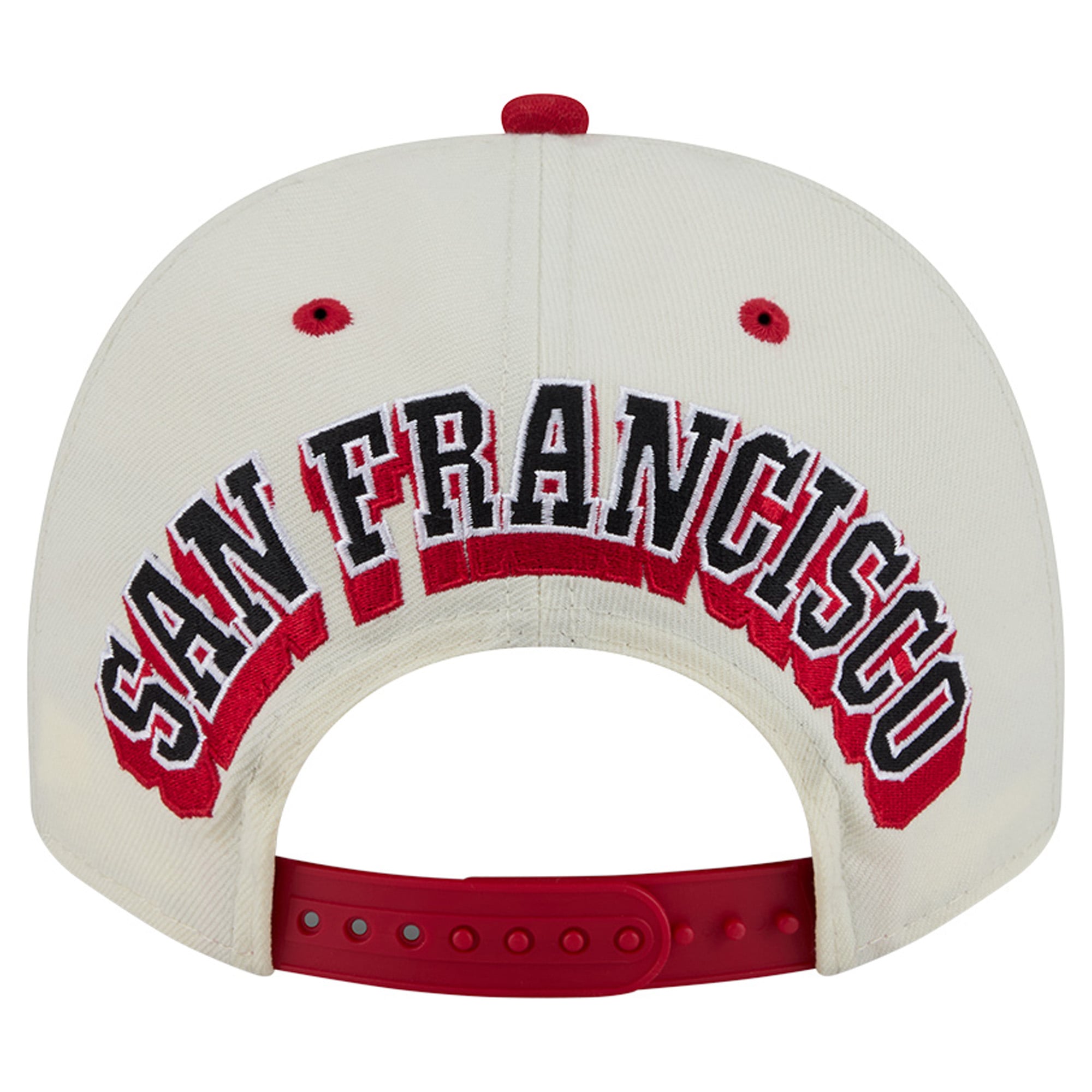 Men's New Era Cream/Scarlet San Francisco 49ers Rear Wordmark A-Frame 9FIFTY Snapback Hat