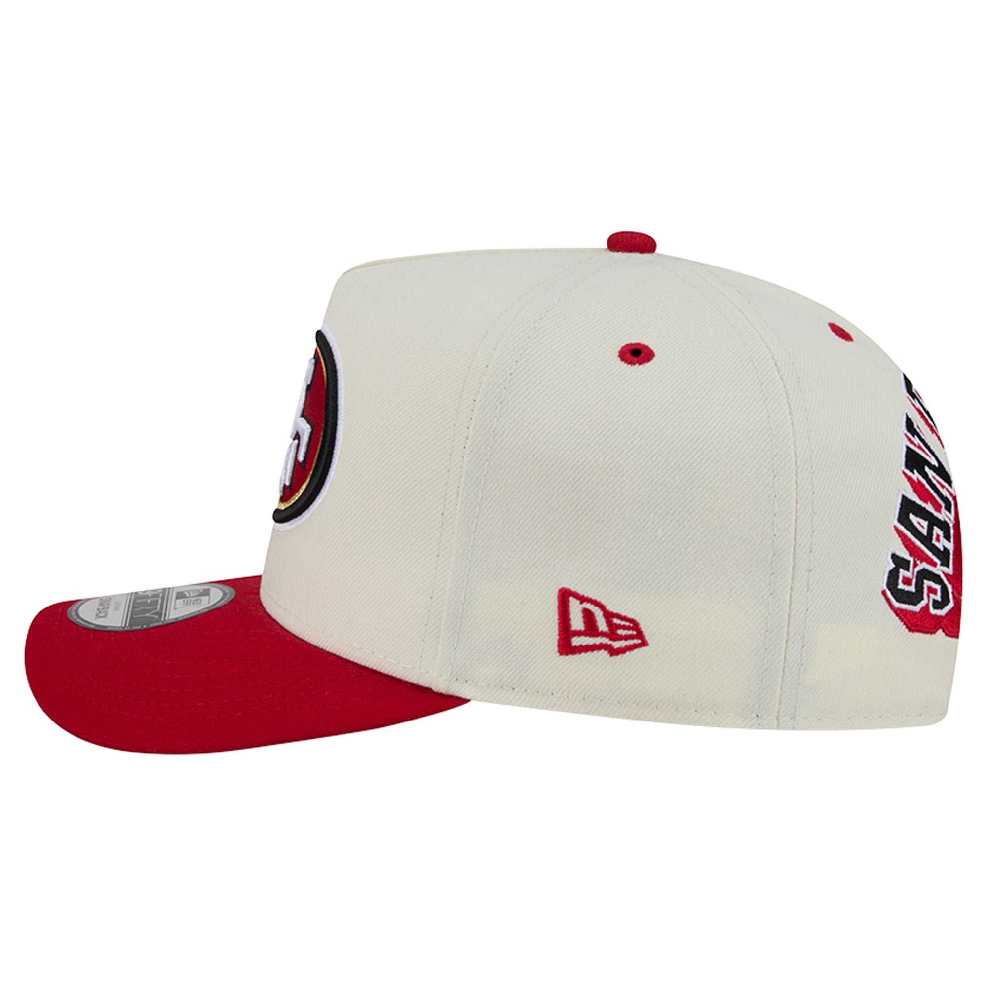 Men's New Era Cream/Scarlet San Francisco 49ers Rear Wordmark A-Frame 9FIFTY Snapback Hat