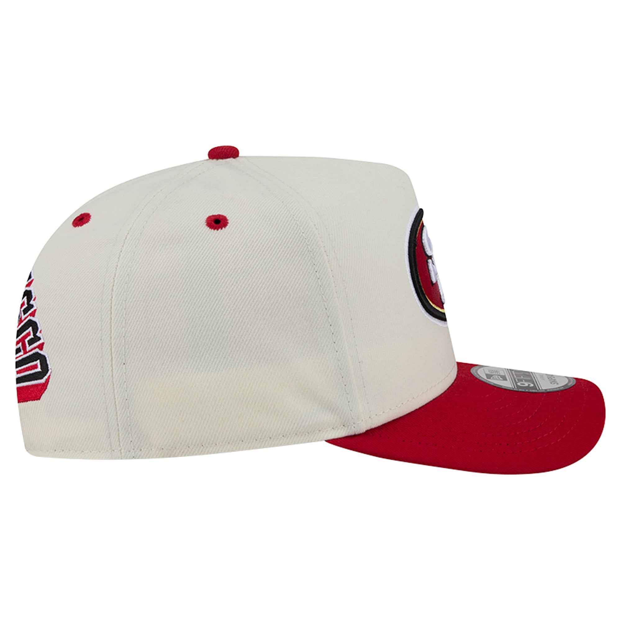 Men's New Era Cream/Scarlet San Francisco 49ers Rear Wordmark A-Frame 9FIFTY Snapback Hat