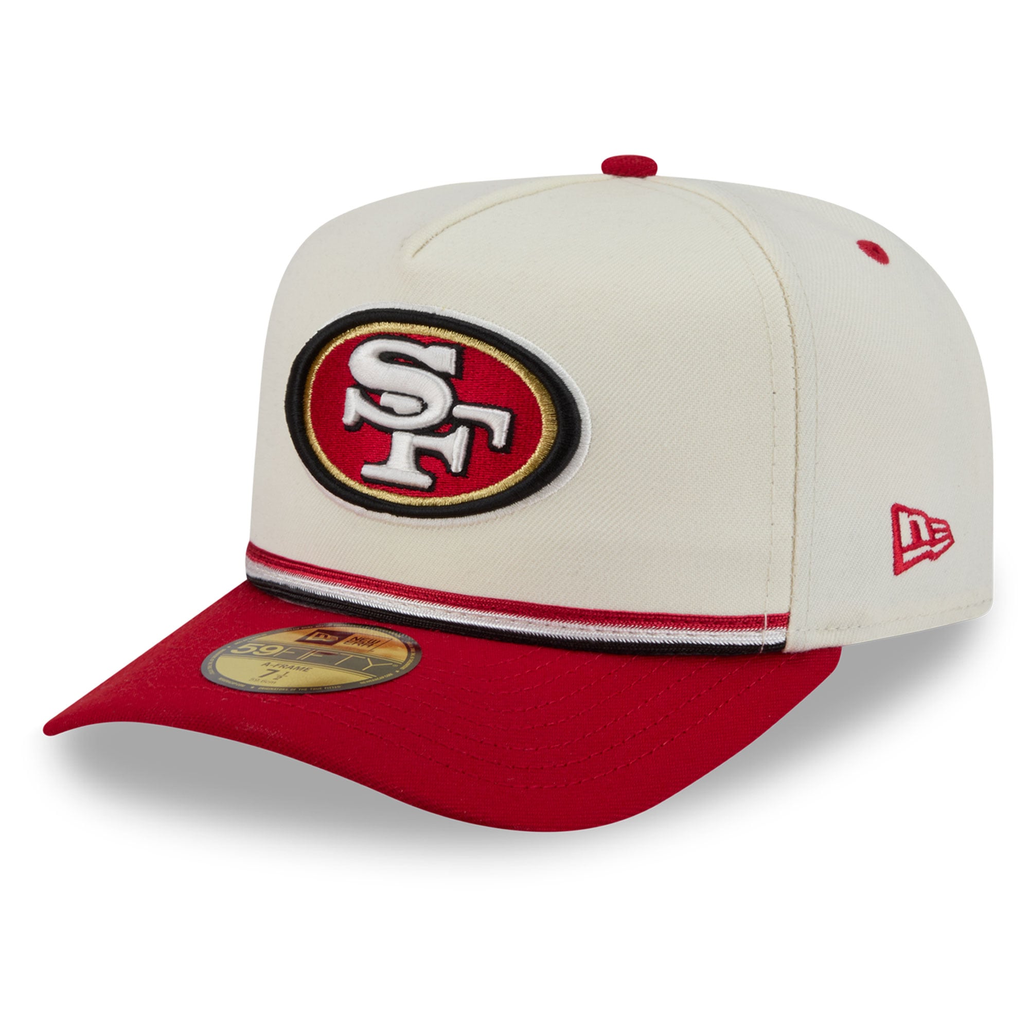 Casquette ajustée New Era crème/écarlate San Francisco 49ers Vintage A-Frame 59FIFTY pour homme