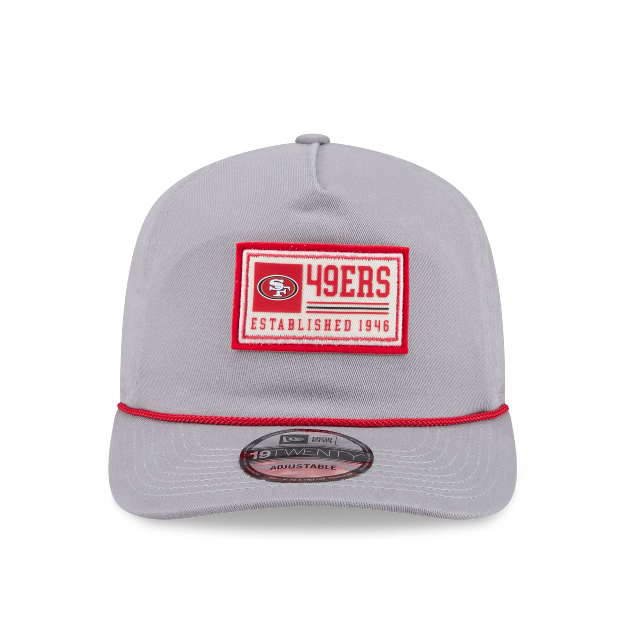 Casquette ajustable New Era grise pour homme, modèle 19TWENTY, avec écusson des 49ers de San Francisco.