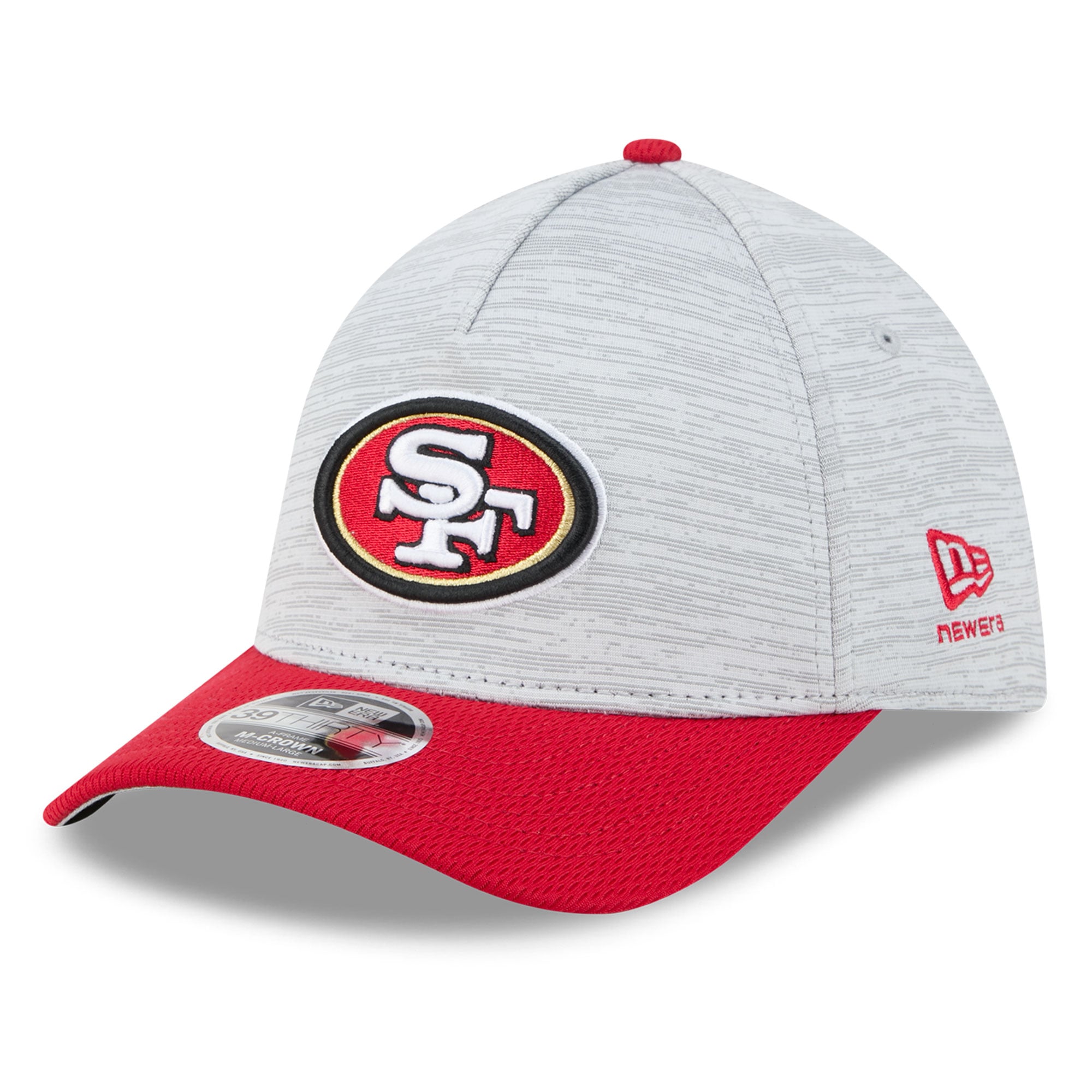 Casquette New Era Flex grise et écarlate San Francisco 49ers Tech M-Crown A-Frame 39THIRTY pour homme