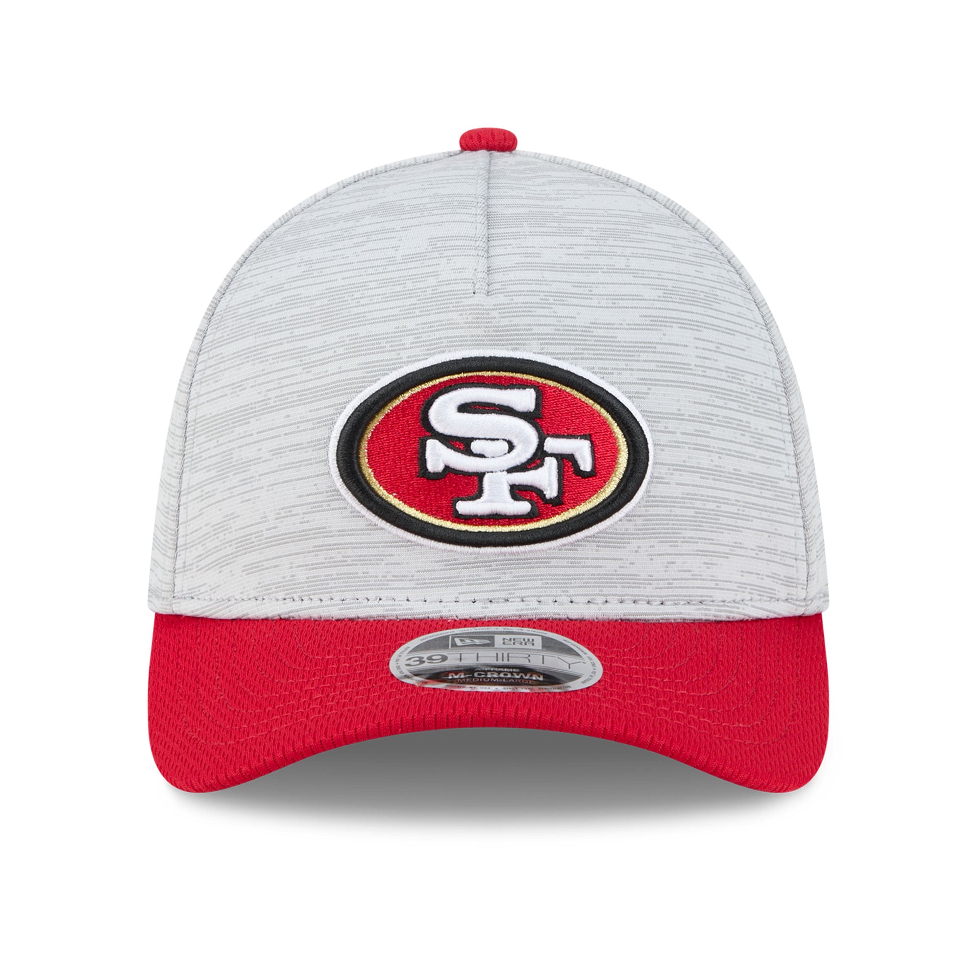 Casquette New Era Flex grise et écarlate San Francisco 49ers Tech M-Crown A-Frame 39THIRTY pour homme