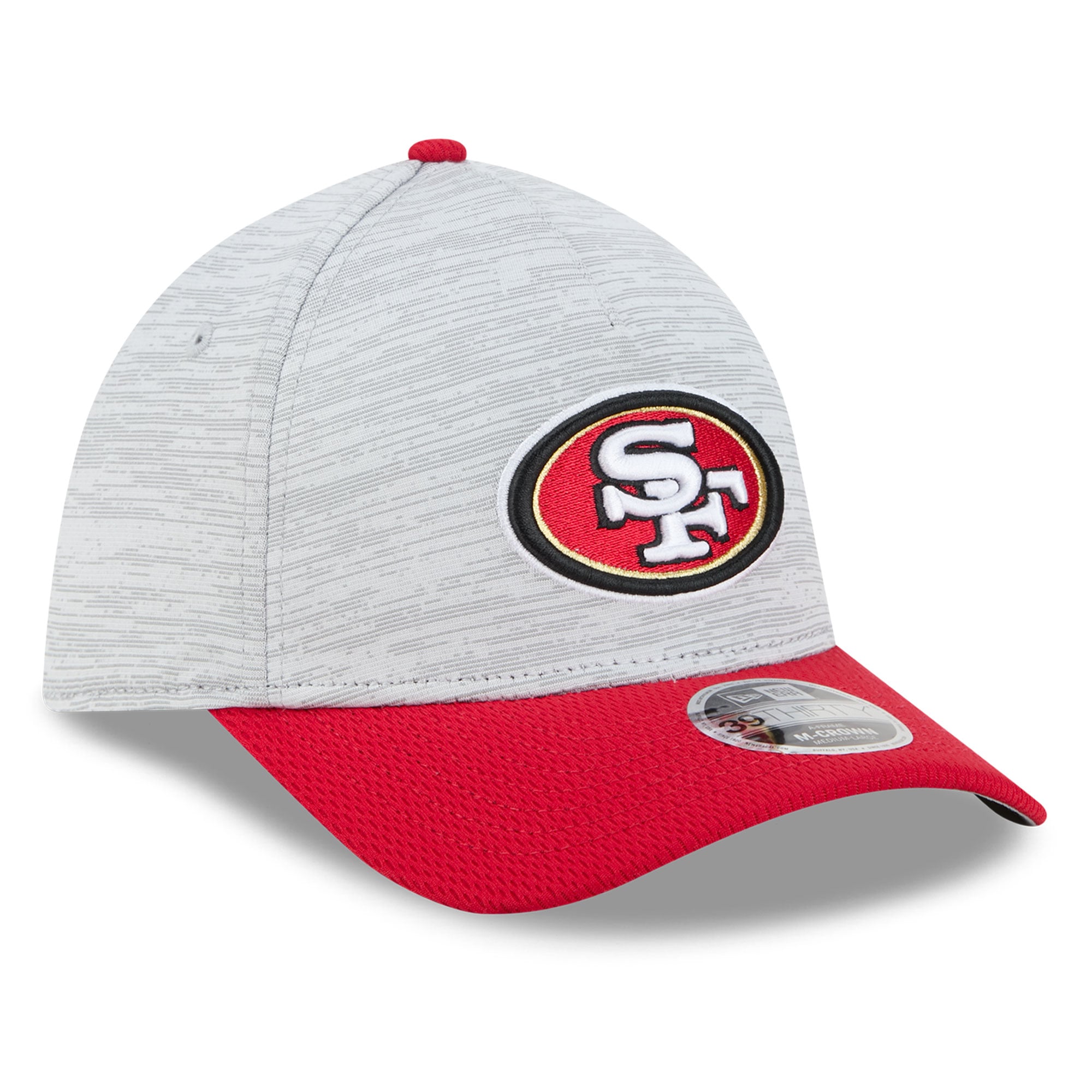 Casquette New Era Flex grise et écarlate San Francisco 49ers Tech M-Crown A-Frame 39THIRTY pour homme
