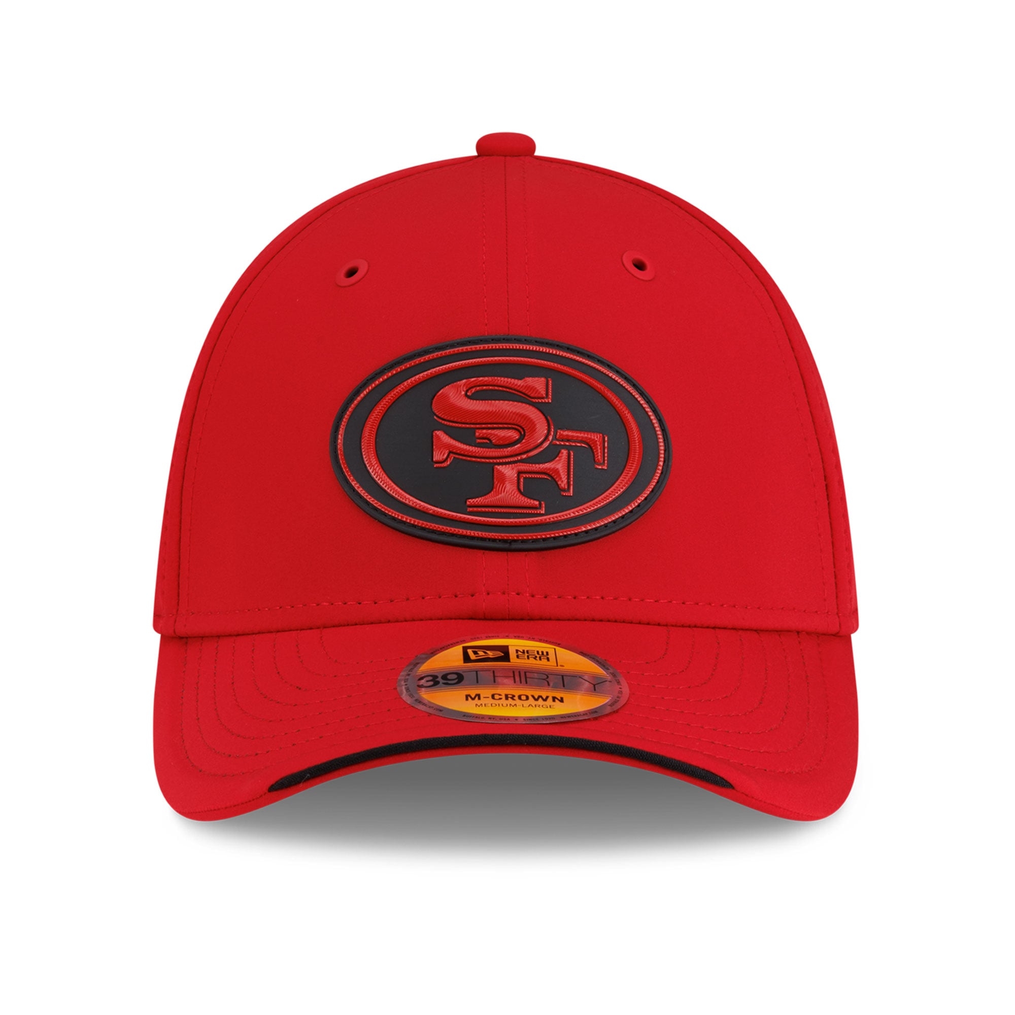 Casquette New Era Scarlet San Francisco 49ers 2026 Sideline 39THIRTY M-Crown Flex pour homme