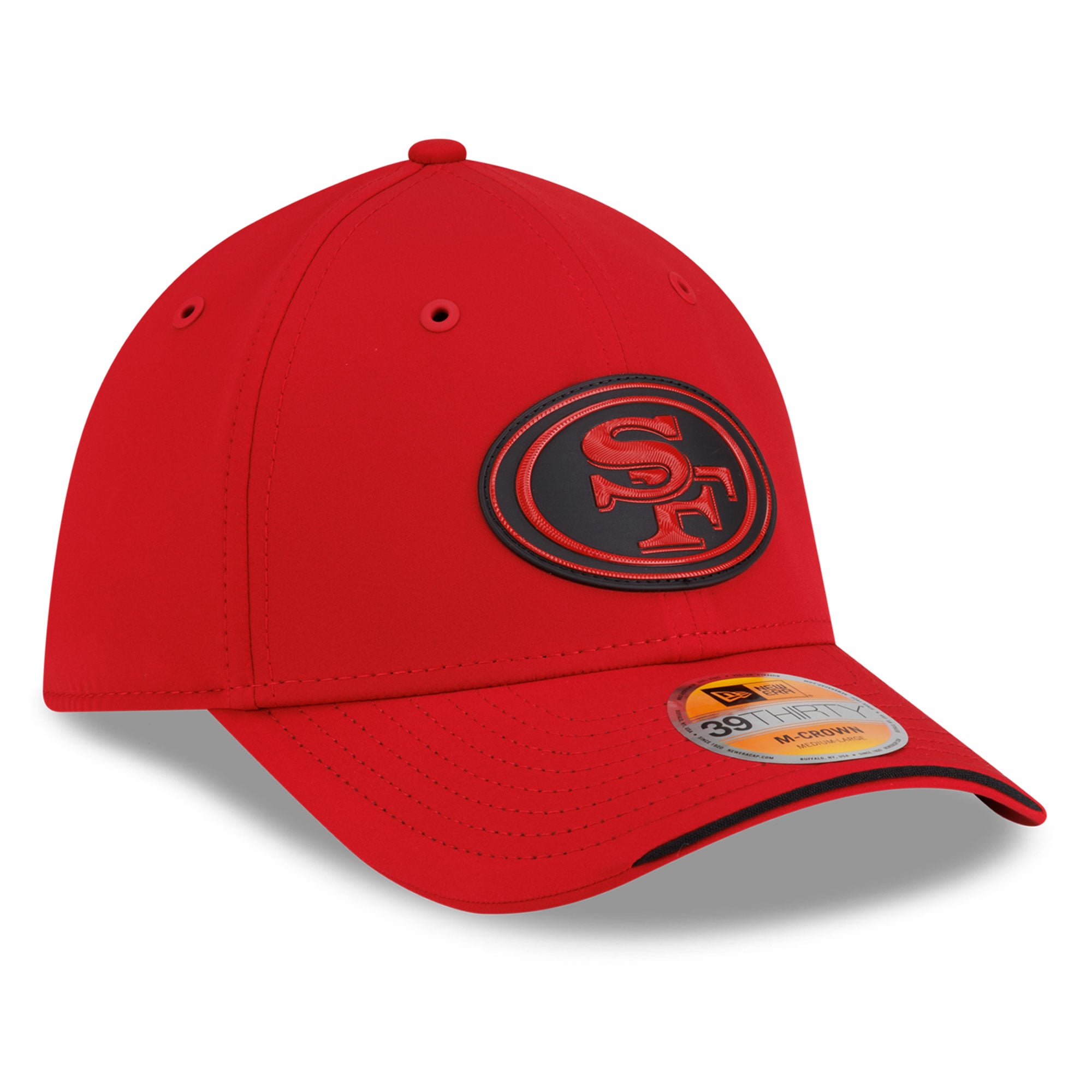 Casquette New Era Scarlet San Francisco 49ers 2026 Sideline 39THIRTY M-Crown Flex pour homme