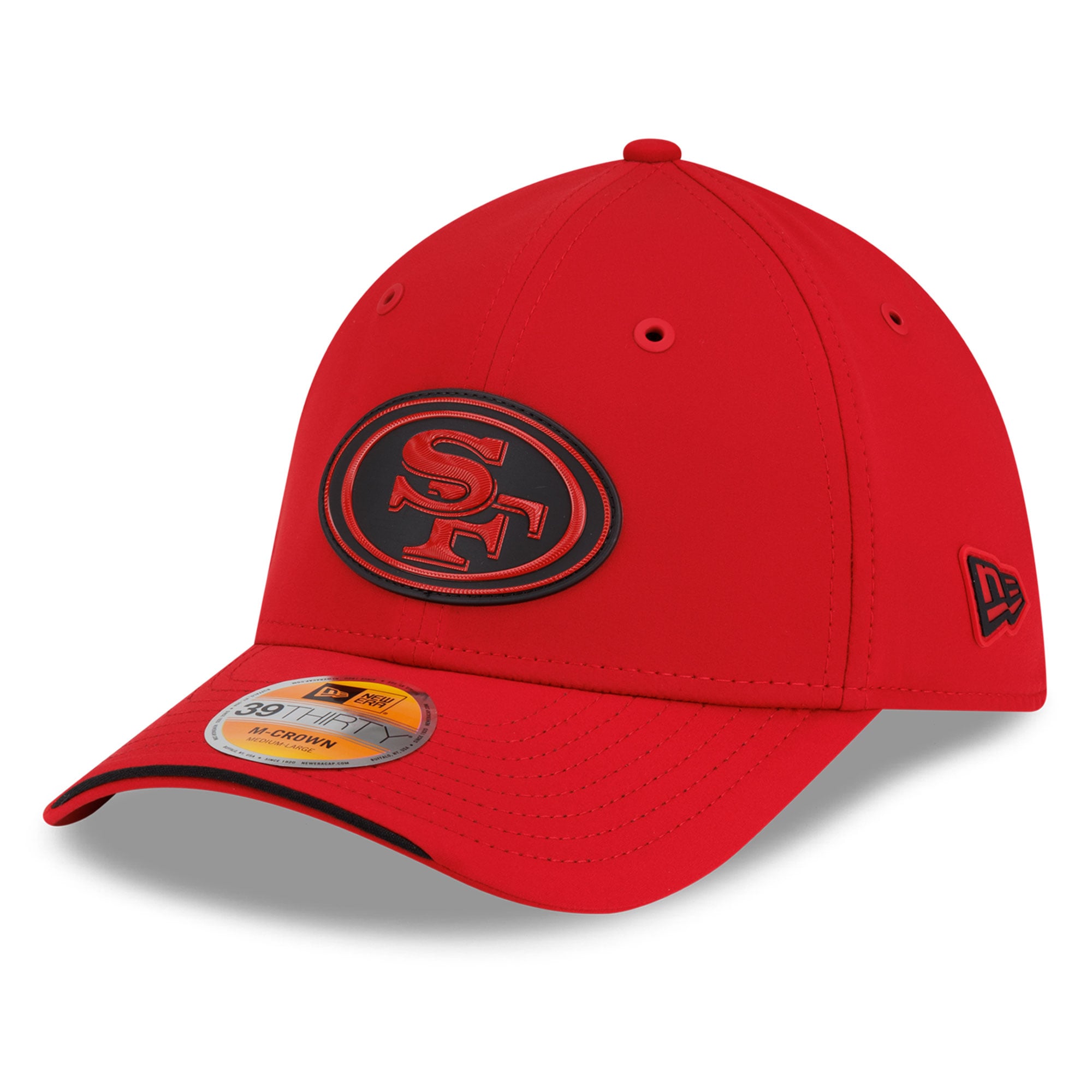 Casquette New Era Scarlet San Francisco 49ers 2026 Sideline 39THIRTY M-Crown Flex pour homme