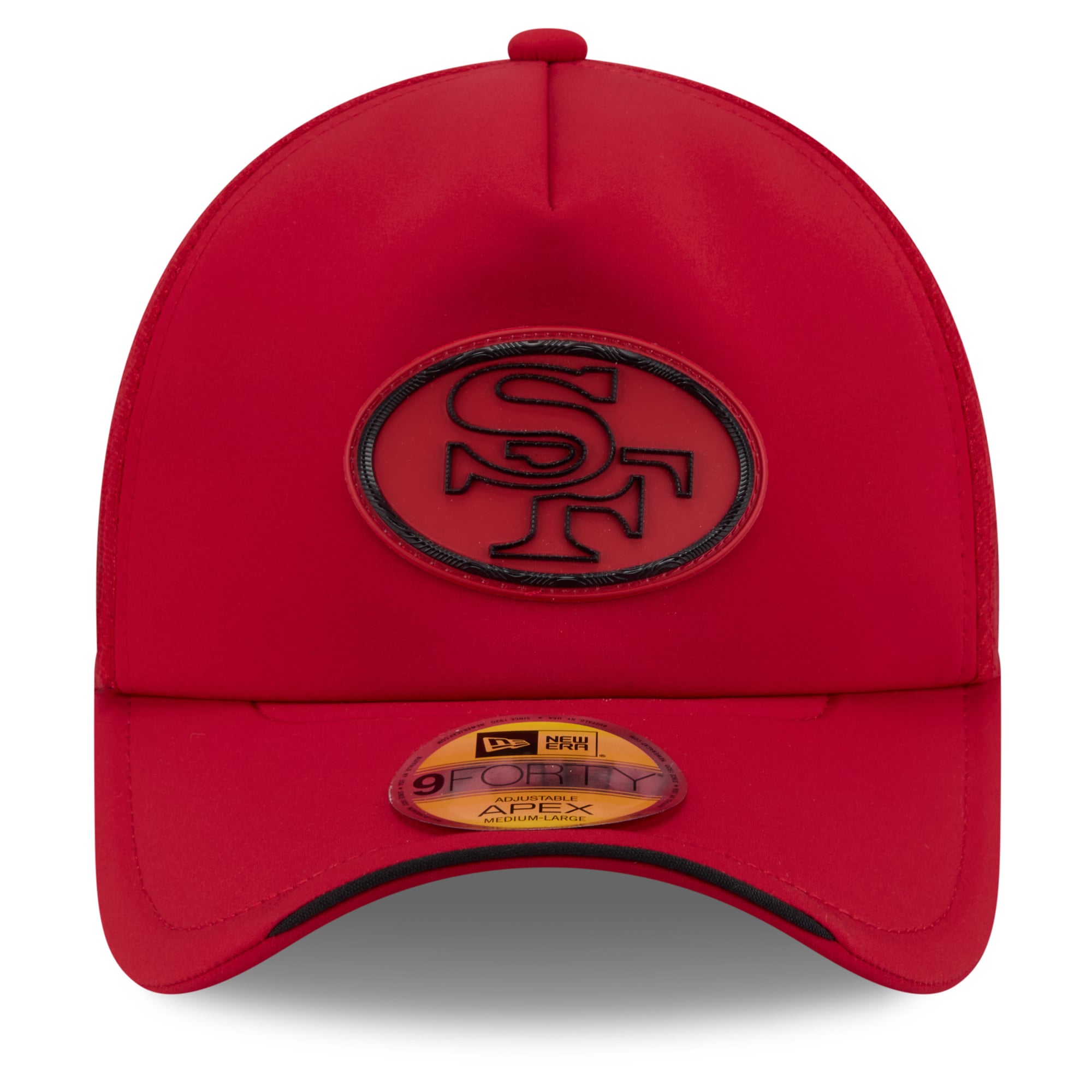 Men's New Era Scarlet San Francisco 49ers 2026 Sideline Throwback Apex 9FORTY Adjustable Trucker Hat