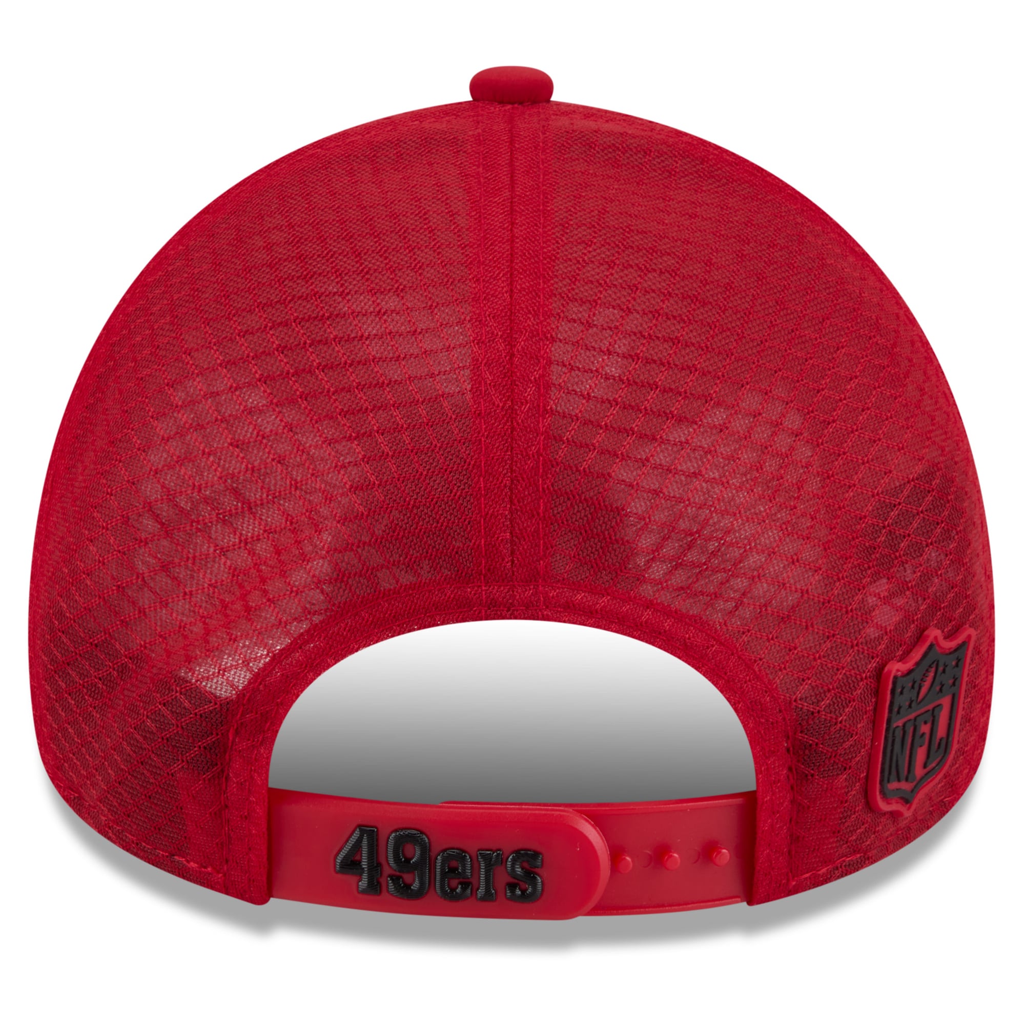 Men's New Era Scarlet San Francisco 49ers 2026 Sideline Throwback Apex 9FORTY Adjustable Trucker Hat