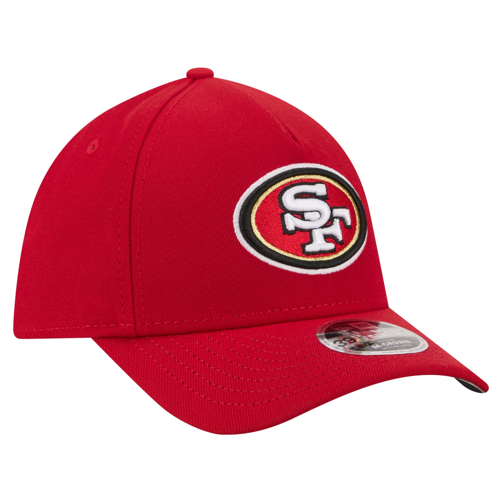 Men's New Era Scarlet San Francisco 49ers 39THIRTY M-Crown A-Frame Stretch Hat