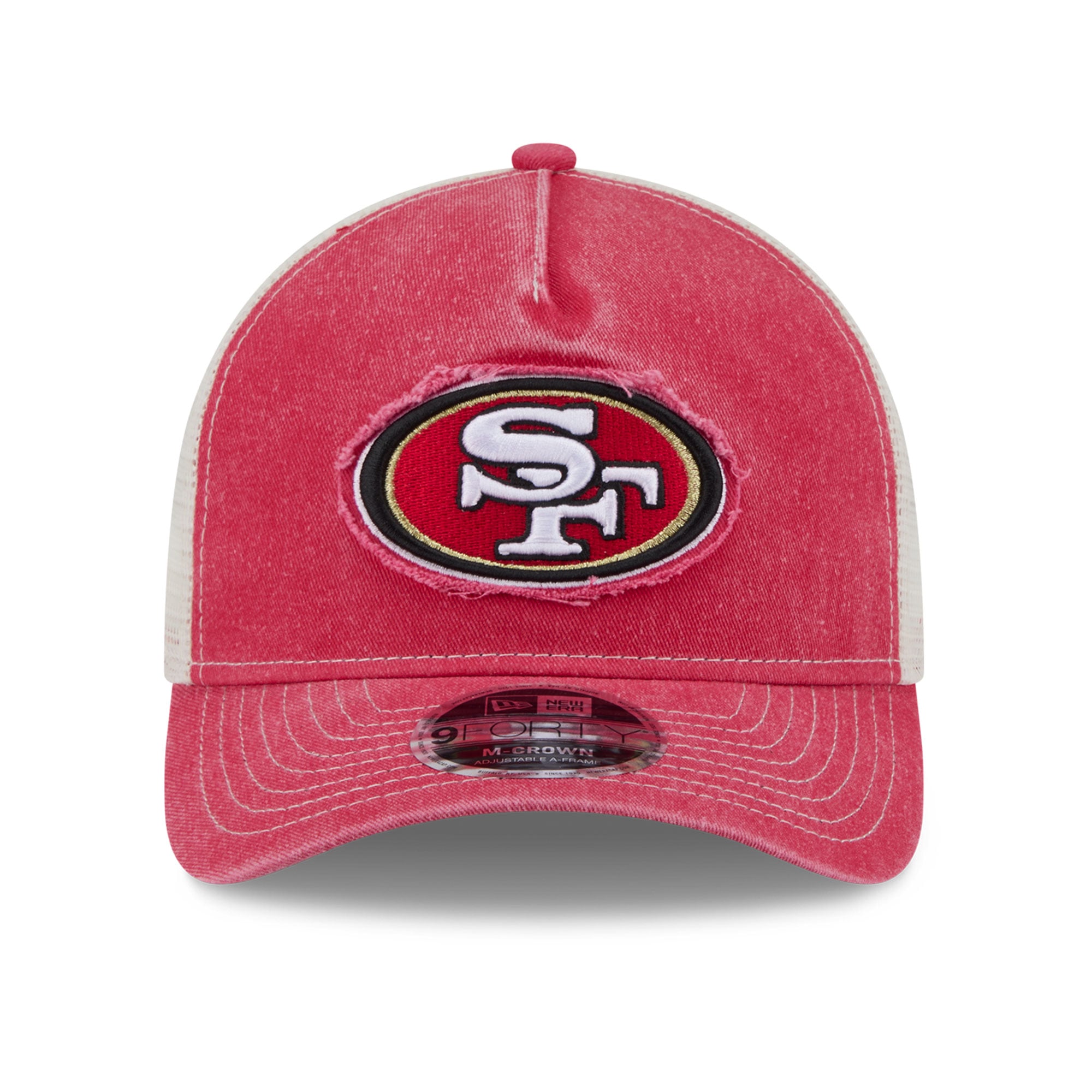 Casquette trucker ajustable New Era Scarlet San Francisco 49ers pour homme, modèle 9FORTY A-Frame, aux couleurs des fans des 49ers de San Francisco.