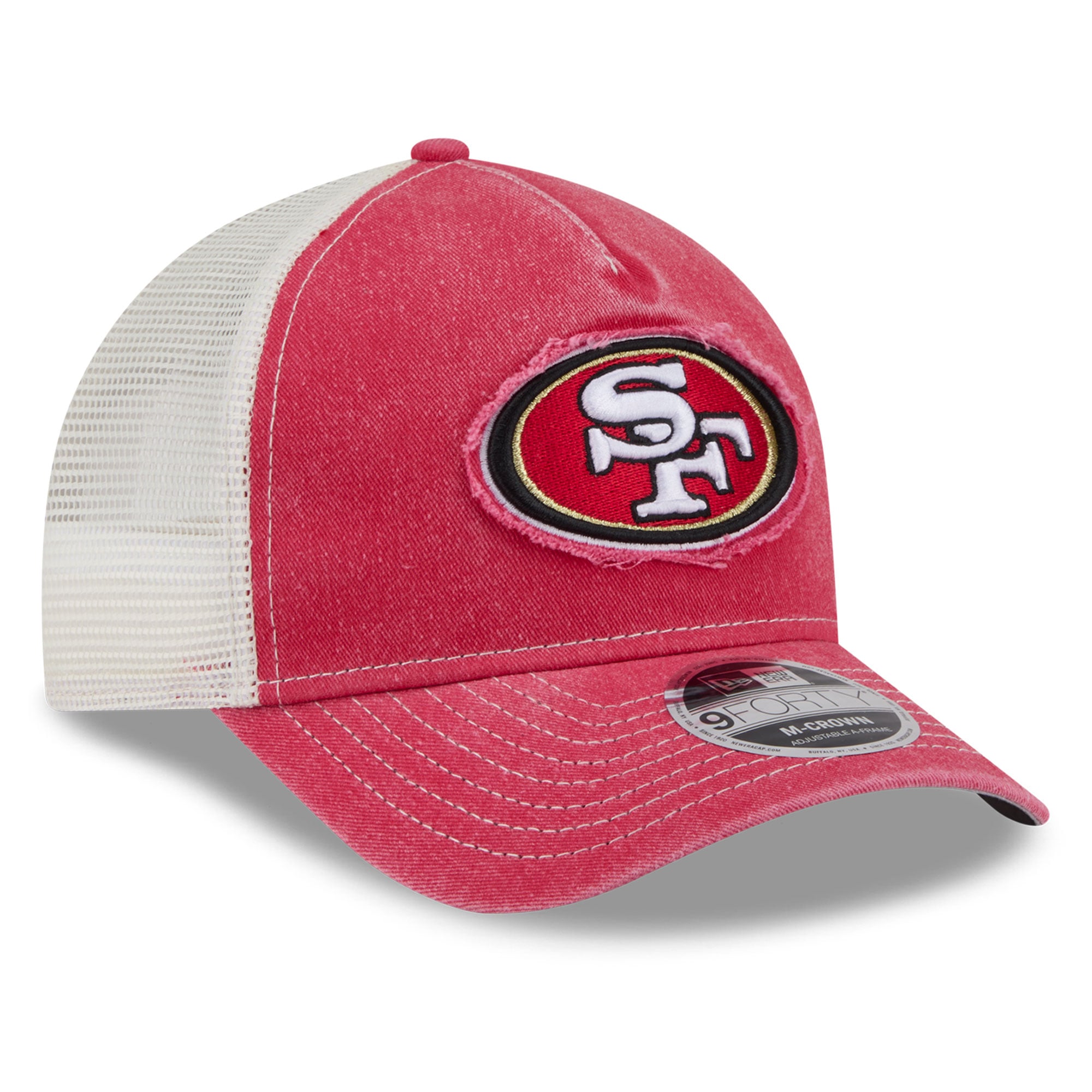 Casquette trucker ajustable New Era Scarlet San Francisco 49ers pour homme, modèle 9FORTY A-Frame, aux couleurs des fans des 49ers de San Francisco.