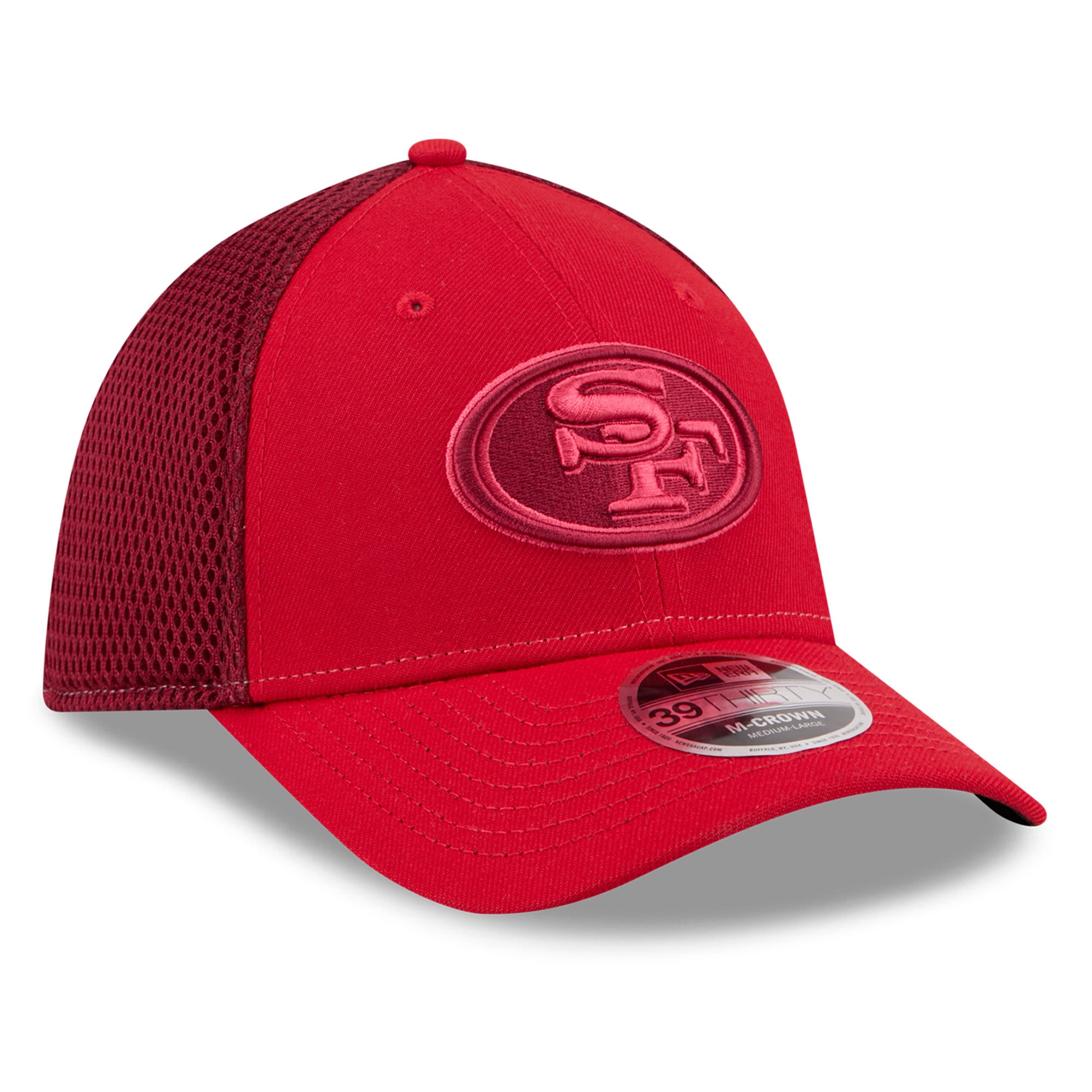 Casquette New Era Scarlet San Francisco 49ers Neo Mesh 39THIRTY M-Crown Stretch pour homme