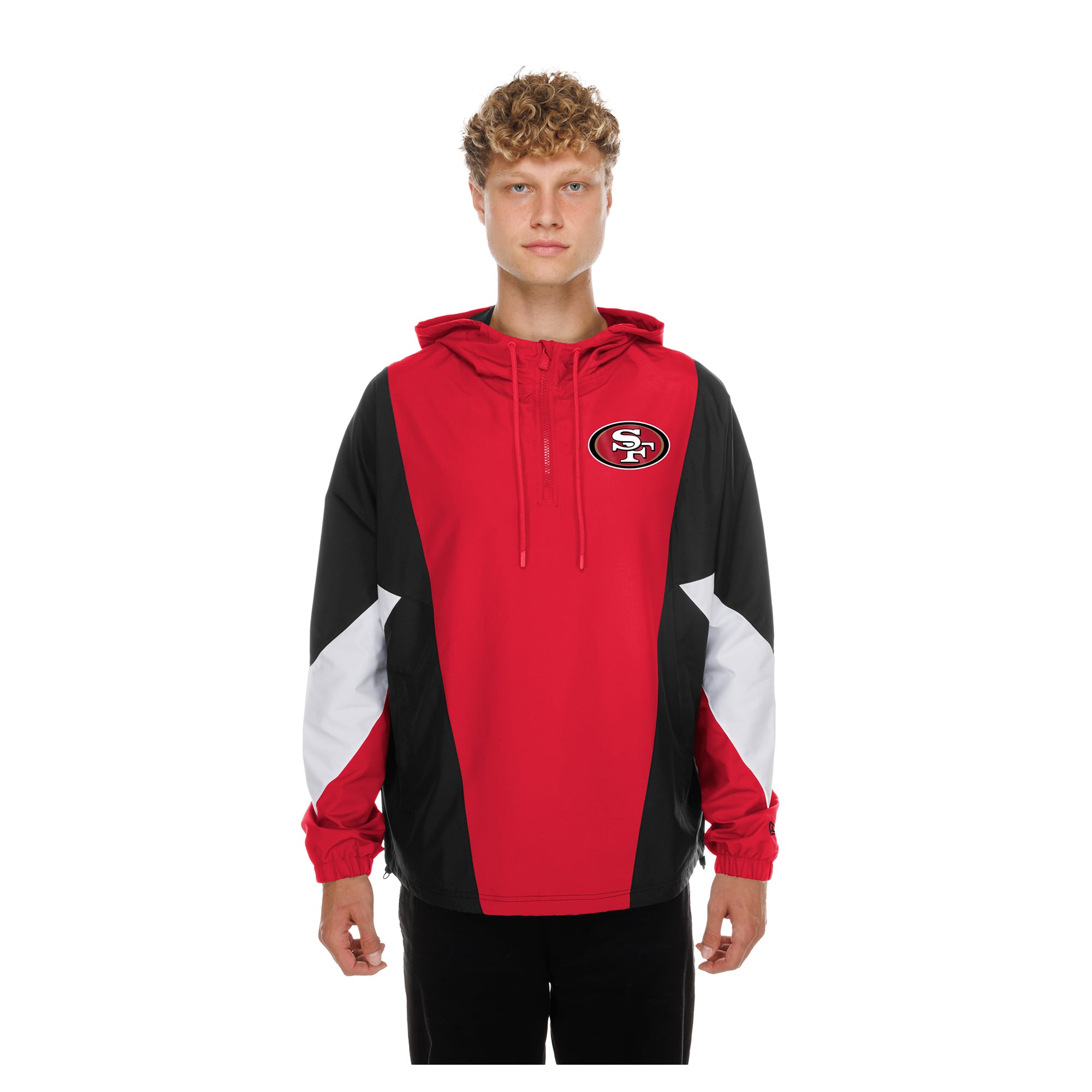 Men's New Era Scarlet San Francisco 49ers Quarter-Zip Windbreaker Jacket