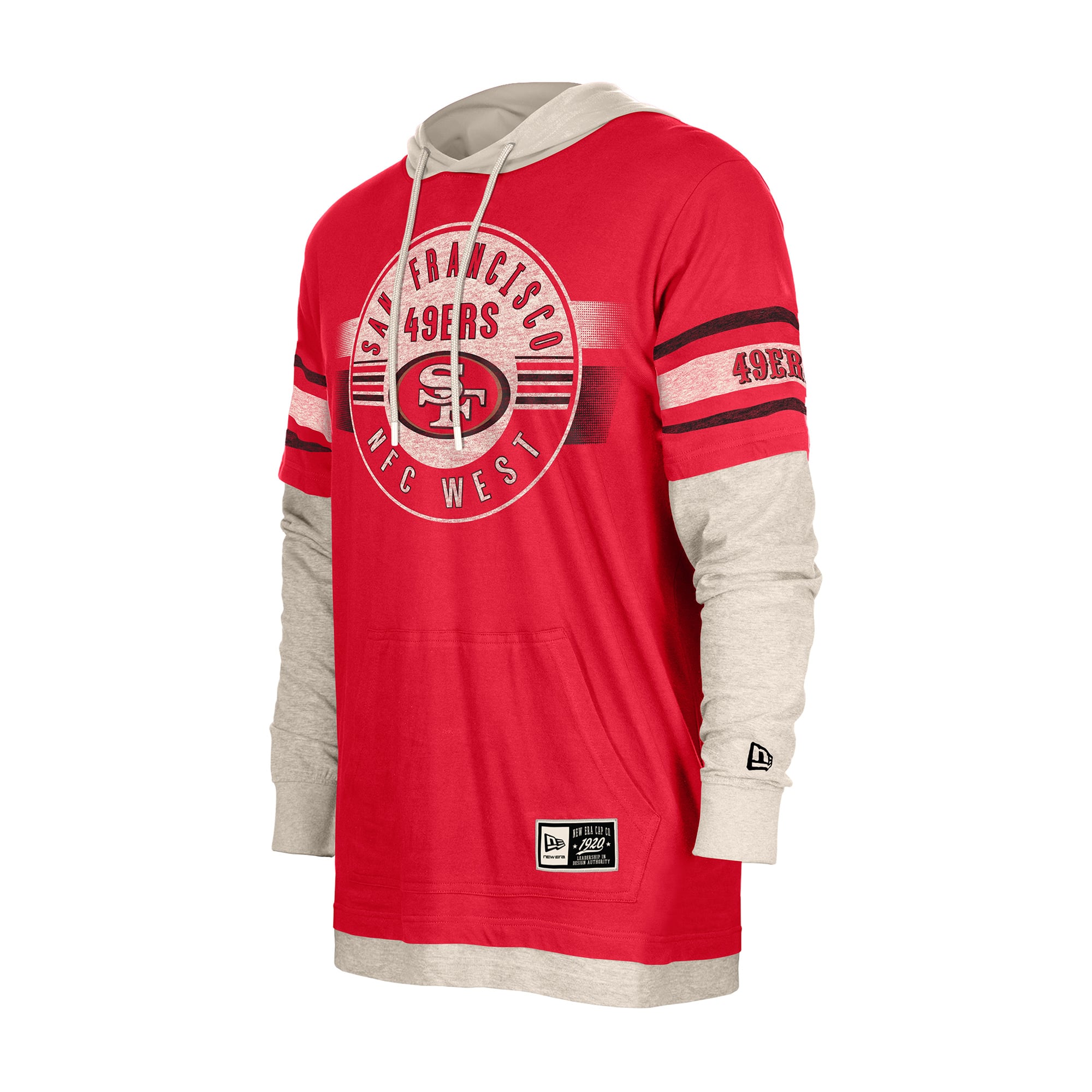 T-shirt à capuche manches longues New Era Scarlet San Francisco 49ers pour homme