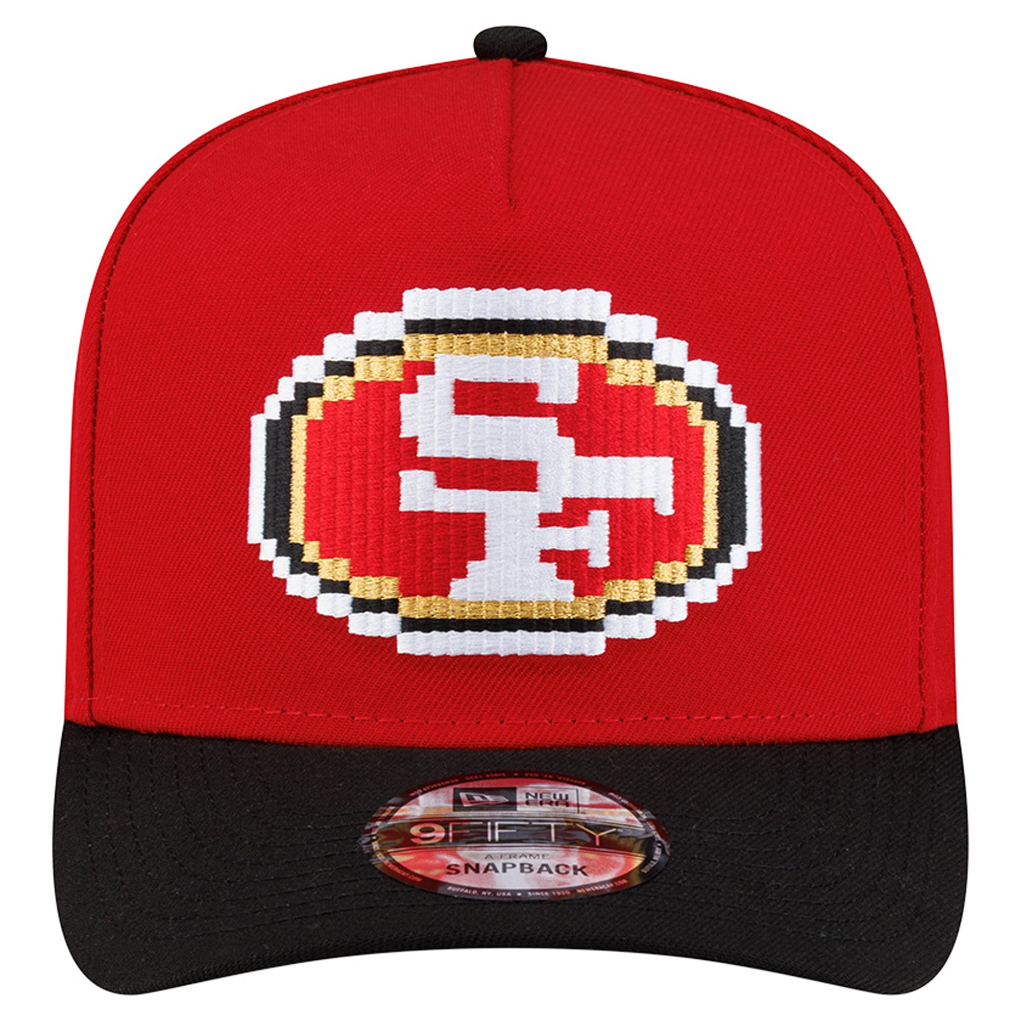 Men's New Era Scarlet/Black San Francisco 49ers Pixel A-Frame 9FIFTY Snapback Hat