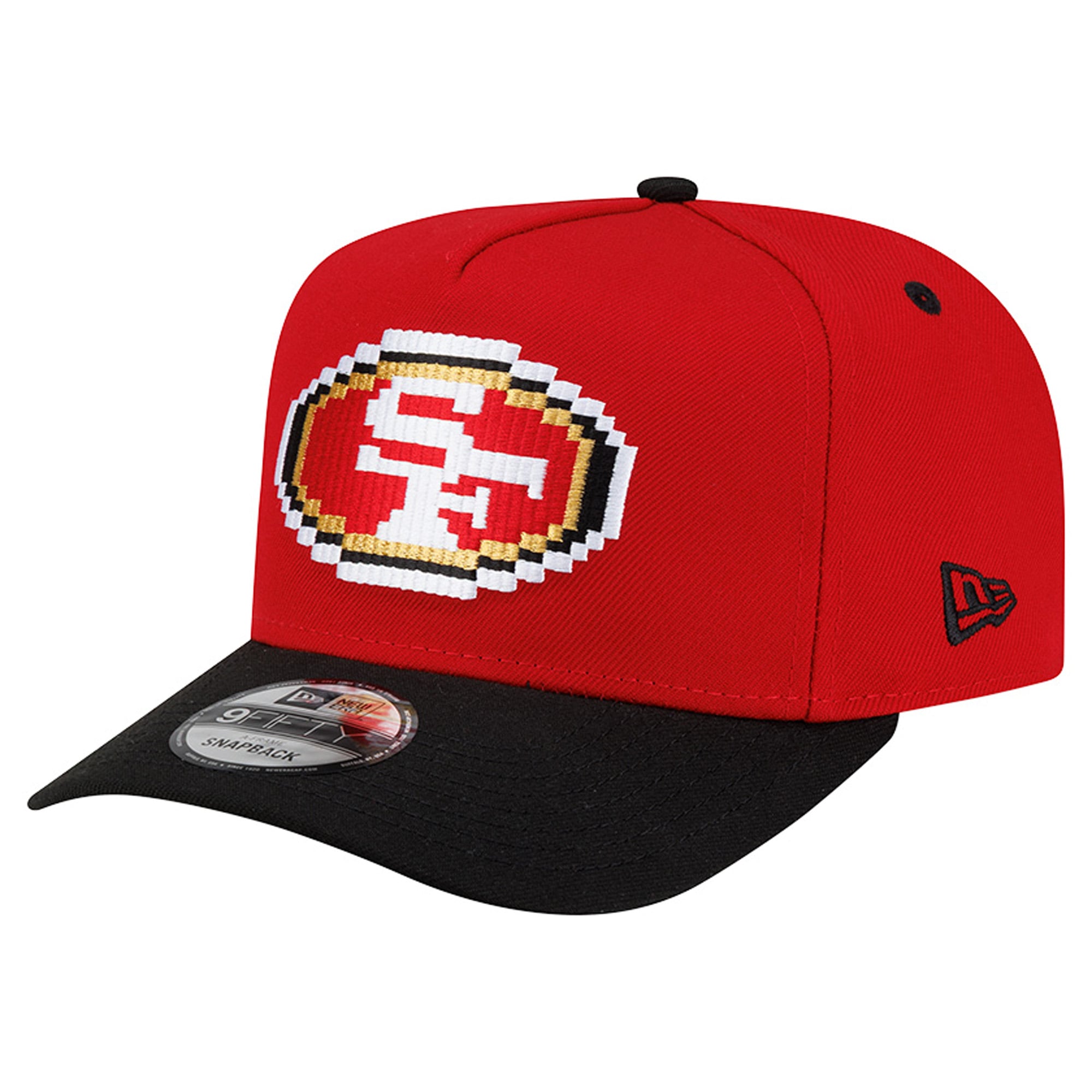 Men's New Era Scarlet/Black San Francisco 49ers Pixel A-Frame 9FIFTY Snapback Hat