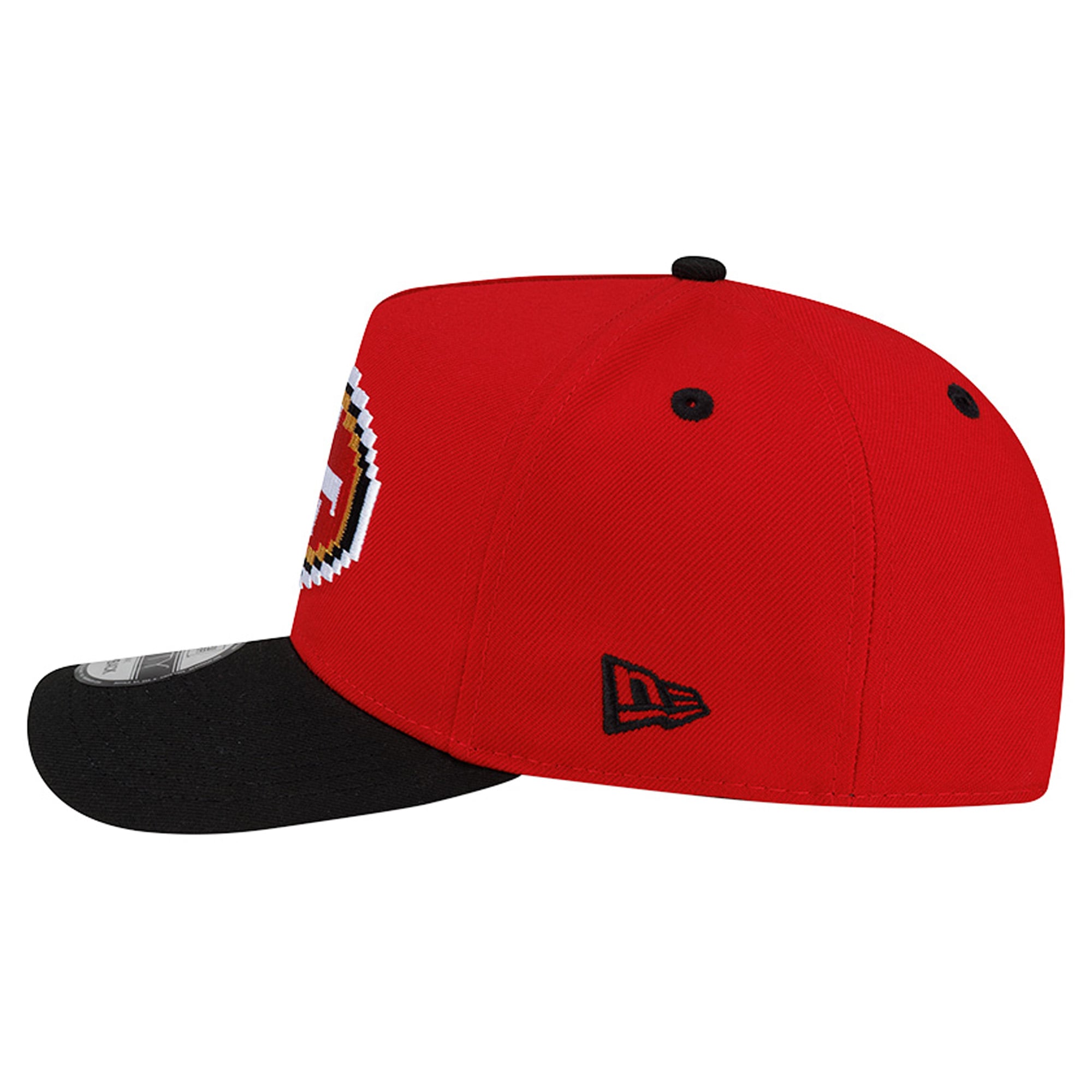 Men's New Era Scarlet/Black San Francisco 49ers Pixel A-Frame 9FIFTY Snapback Hat