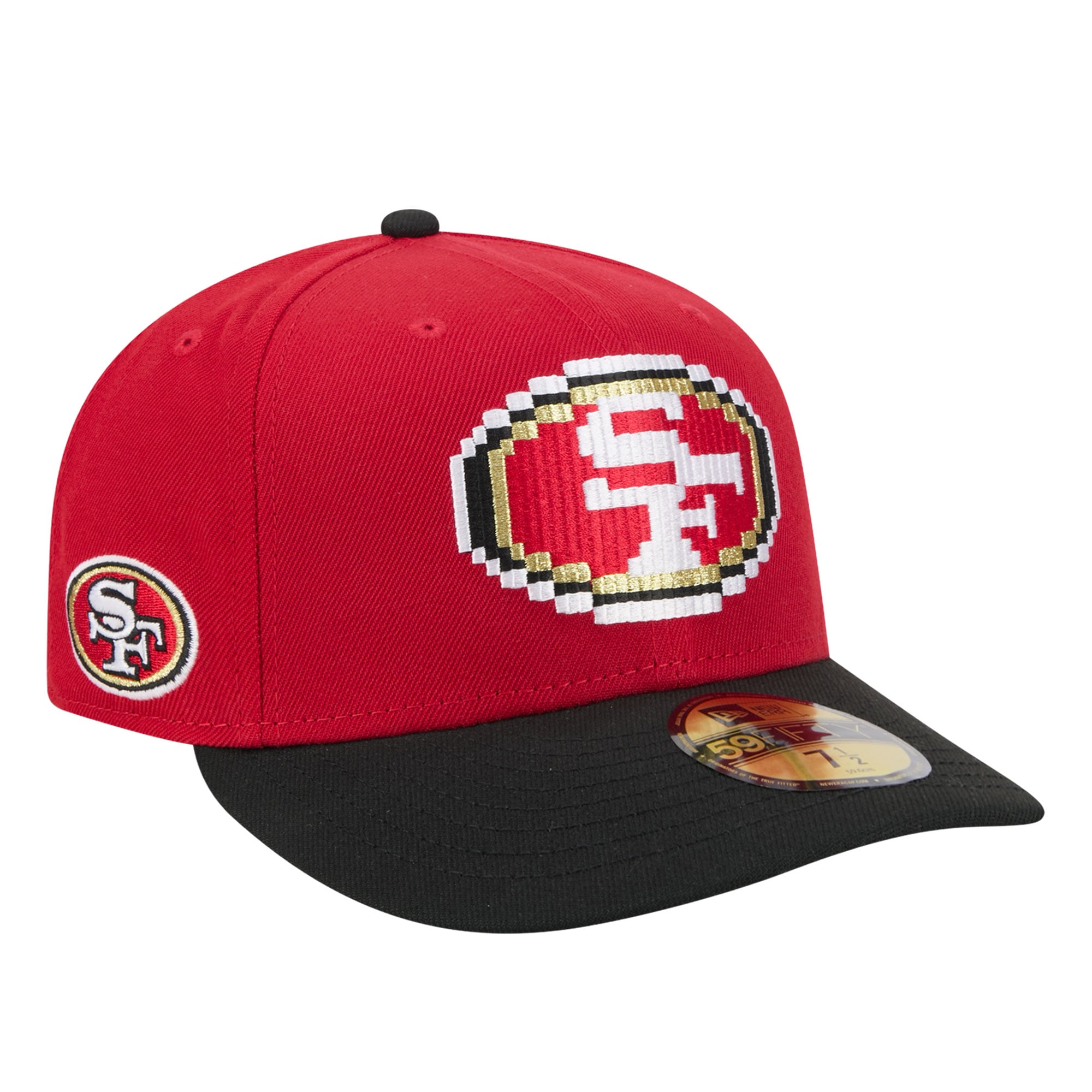 Men's New Era Scarlet/Black San Francisco 49ers Pixel Curved 59FIFTY Fitted Hat