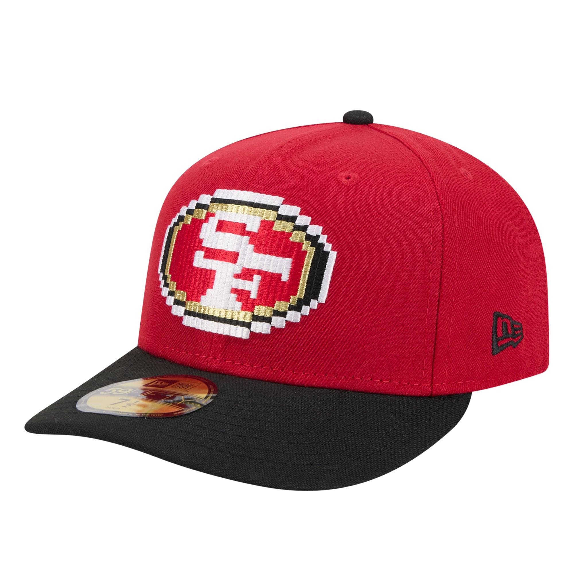 Men's New Era Scarlet/Black San Francisco 49ers Pixel Curved 59FIFTY Fitted Hat
