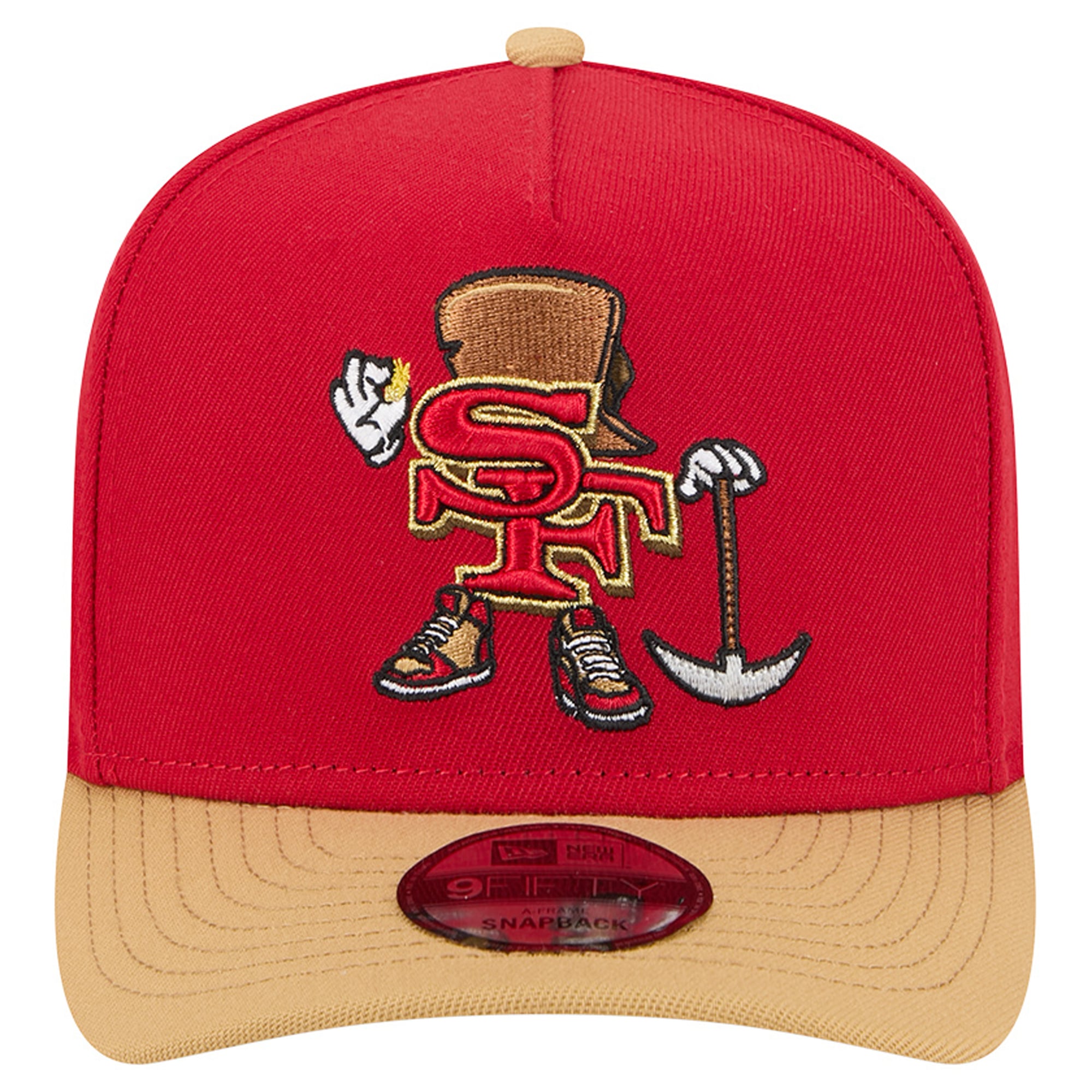 Men's New Era Scarlet/Gold San Francisco 49ers Cartoon A-Frame 9FIFTY Snapback