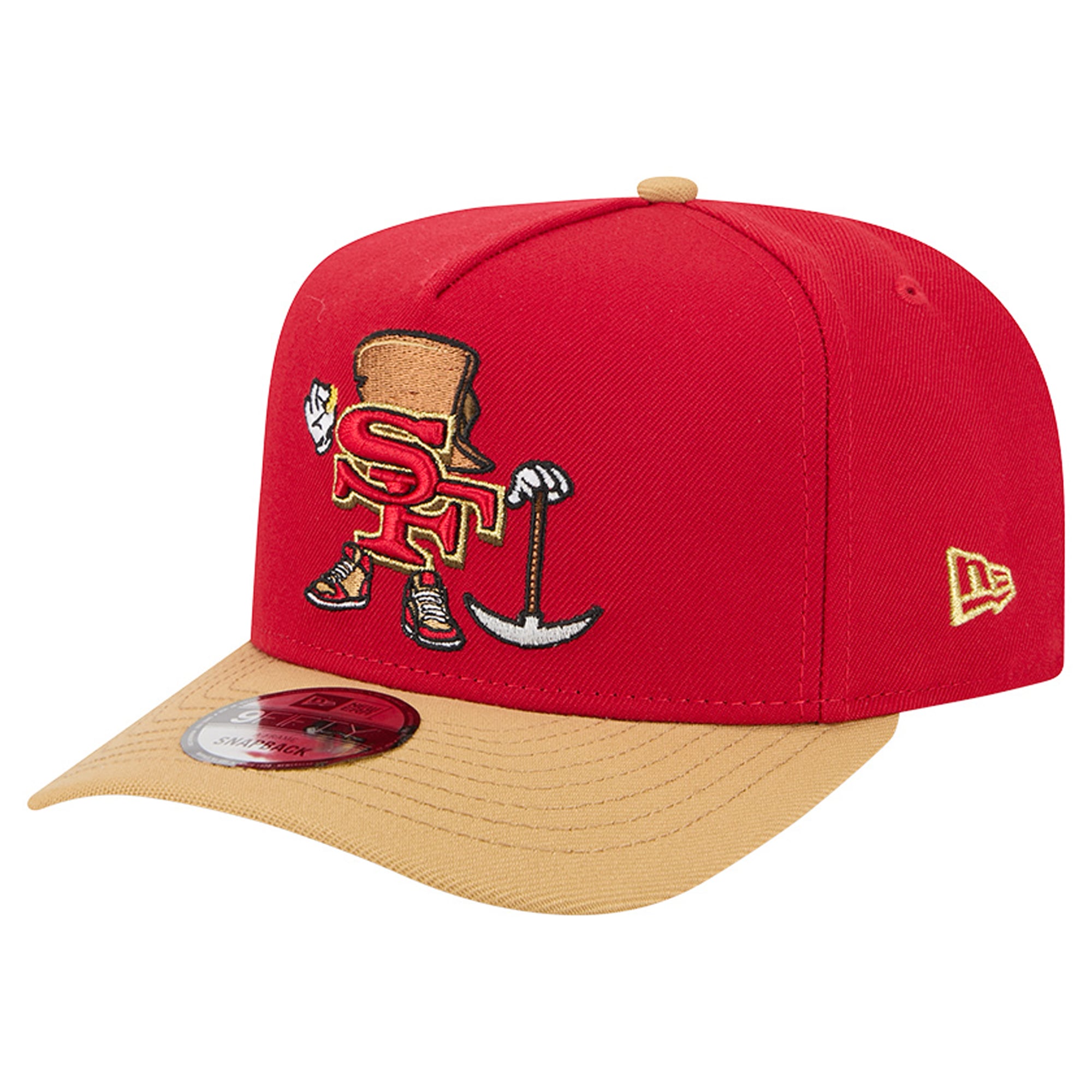 Men's New Era Scarlet/Gold San Francisco 49ers Cartoon A-Frame 9FIFTY Snapback