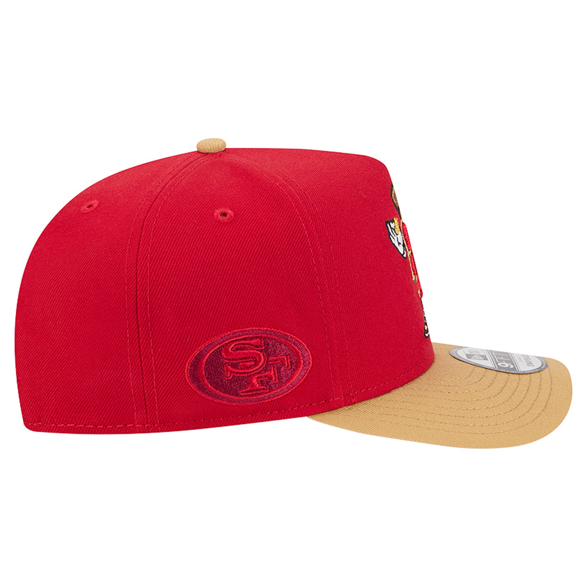 Men's New Era Scarlet/Gold San Francisco 49ers Cartoon A-Frame 9FIFTY Snapback