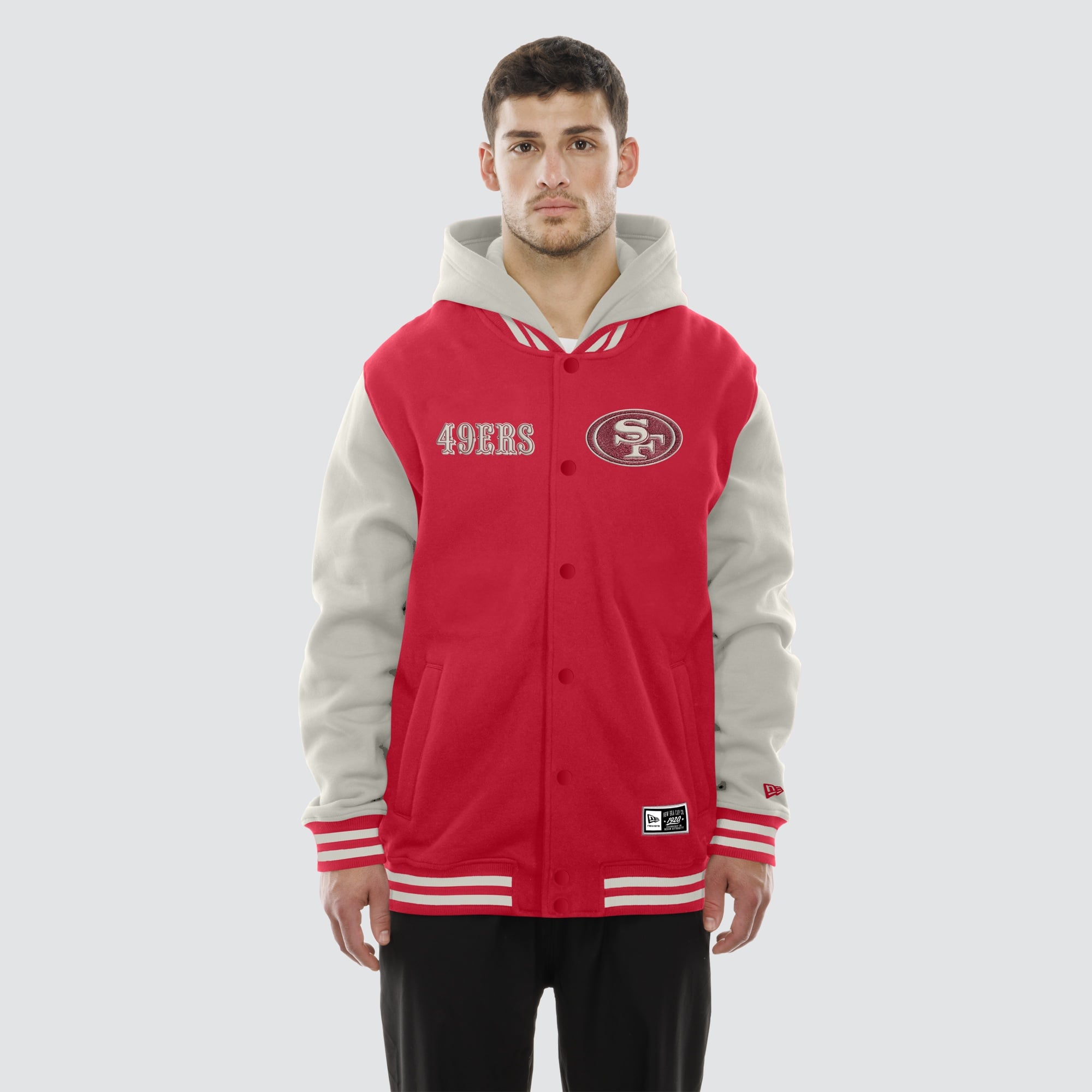 Men's New Era  Scarlet/Gray San Francisco 49ers Full-Snap Fleece Hooded Jacket