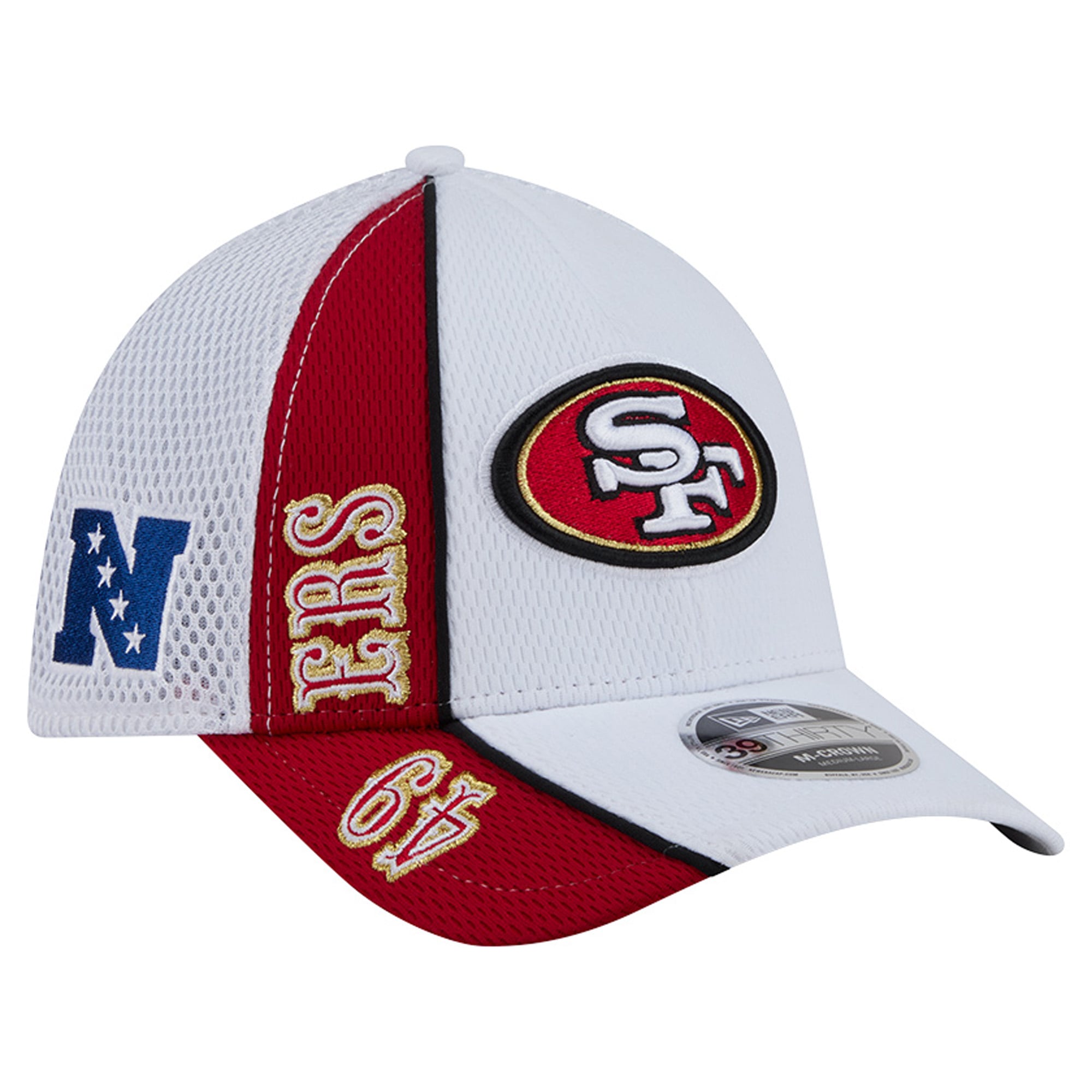 Men's New Era White/Scarlet San Francisco 49ers Dash 39THIRTY M-Crown Flex Hat