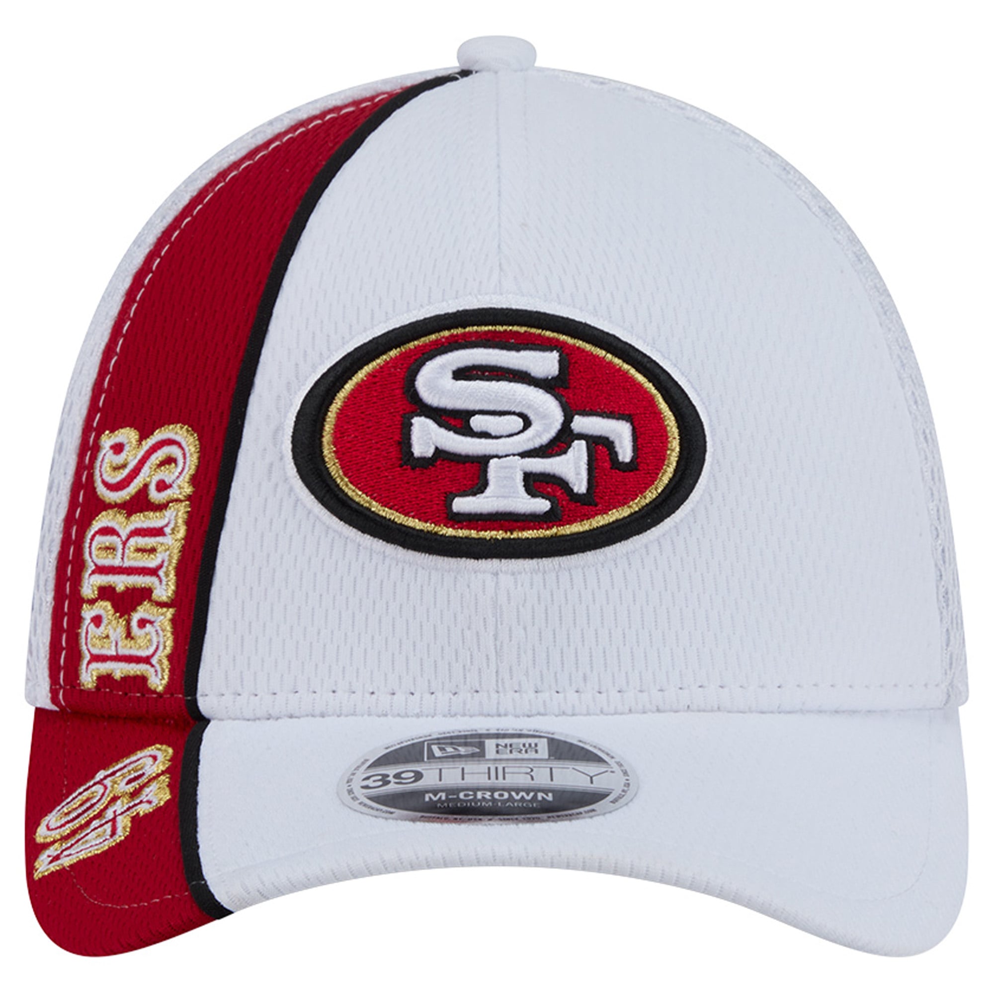 Men's New Era White/Scarlet San Francisco 49ers Dash 39THIRTY M-Crown Flex Hat