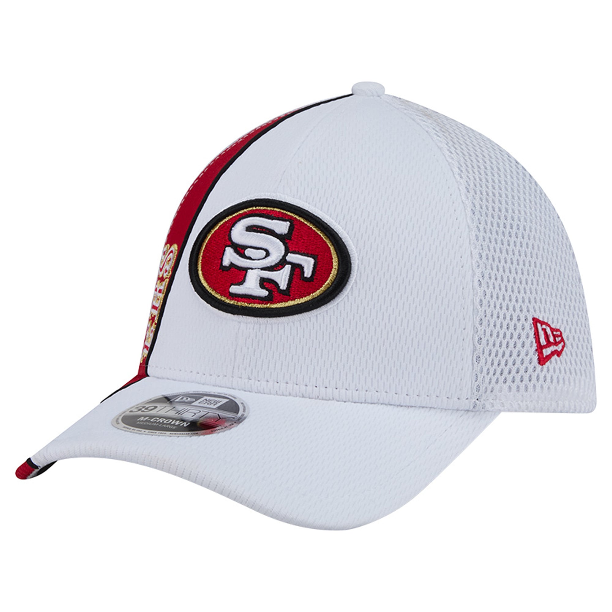 Men's New Era White/Scarlet San Francisco 49ers Dash 39THIRTY M-Crown Flex Hat